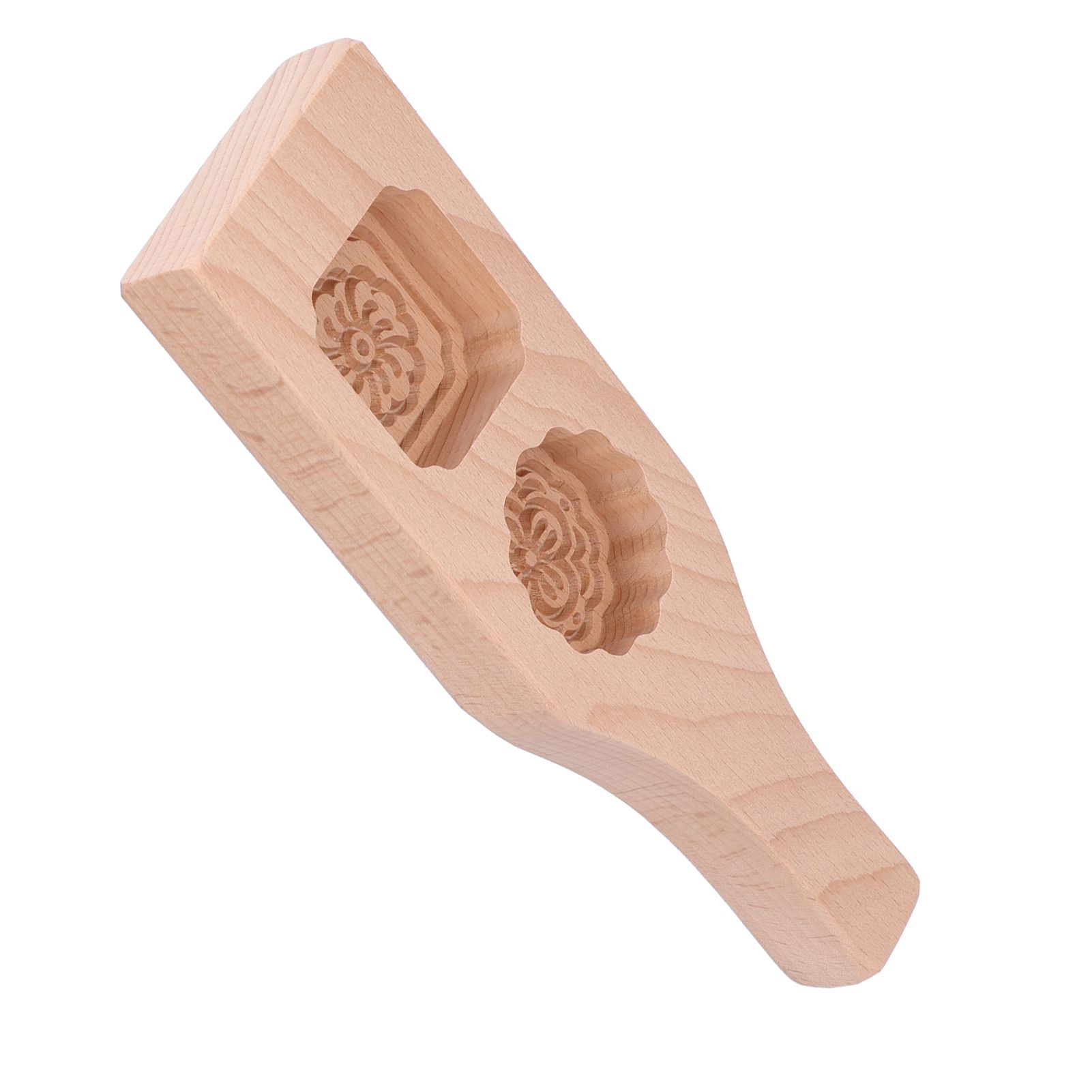 Mooncake Mold 2 Holes Chinese Style Wooden HandMade Pastry Baking Mold for — image 1