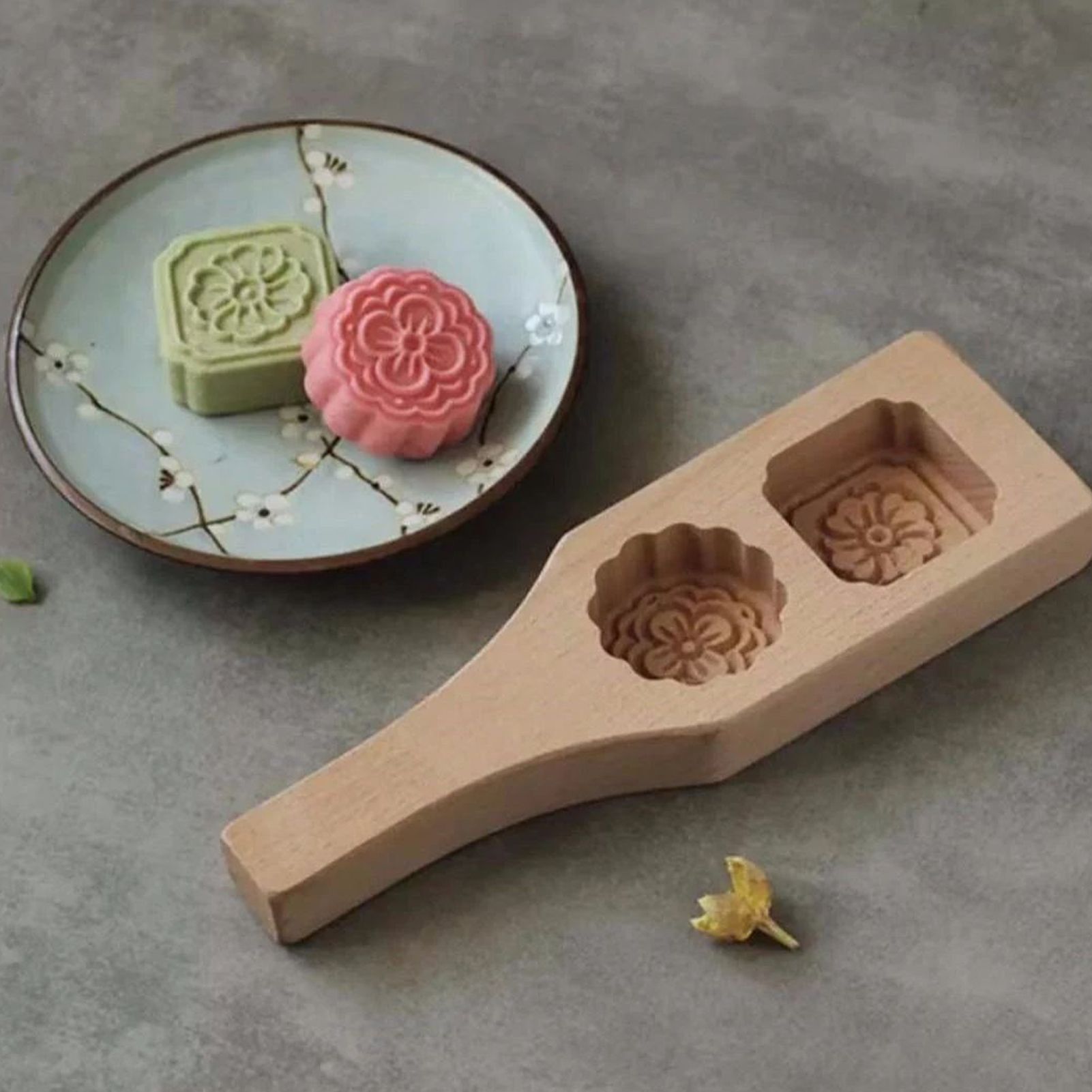 Mooncake Mold 2 Holes Chinese Style Wooden HandMade Pastry Baking Mold for view 12