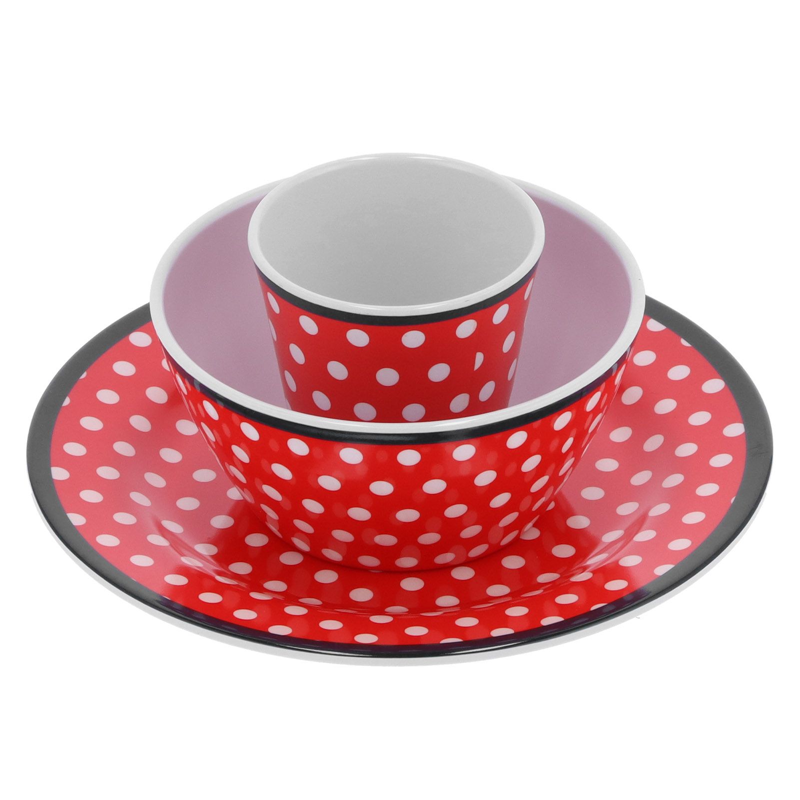 Fruit Plate Bowl Cup Kit Red Dot Pattern Tableware Set Household Kitchen Accessory view 2