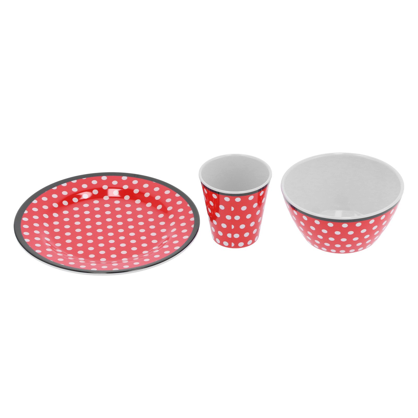 Fruit Plate Bowl Cup Kit Red Dot Pattern Tableware Set Household Kitchen Accessory view 3