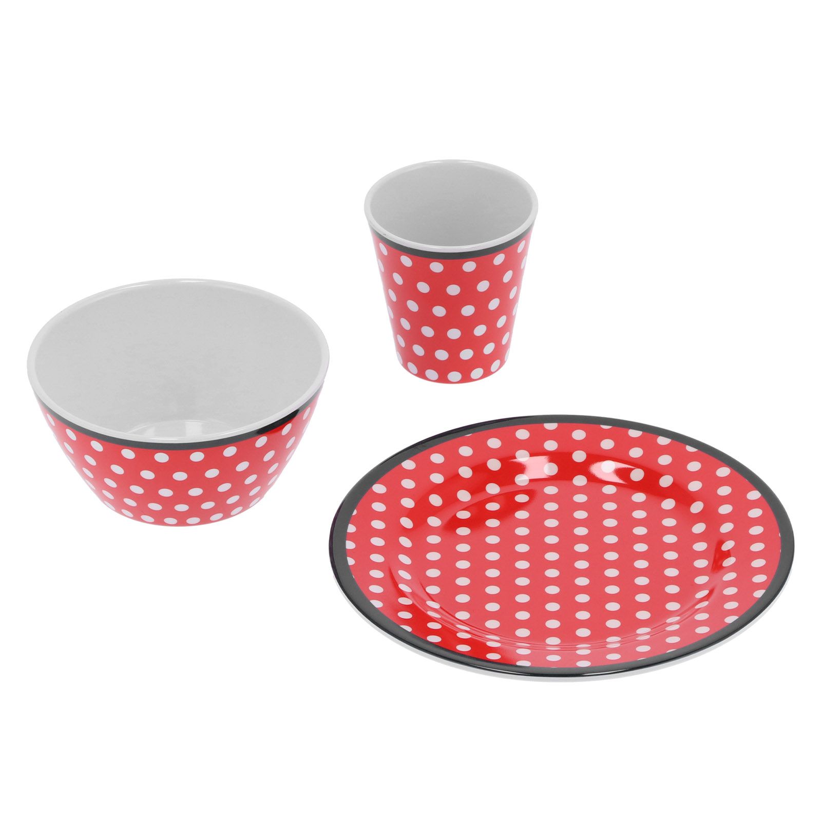 Fruit Plate Bowl Cup Kit Red Dot Pattern Tableware Set Household Kitchen Accessory view 4