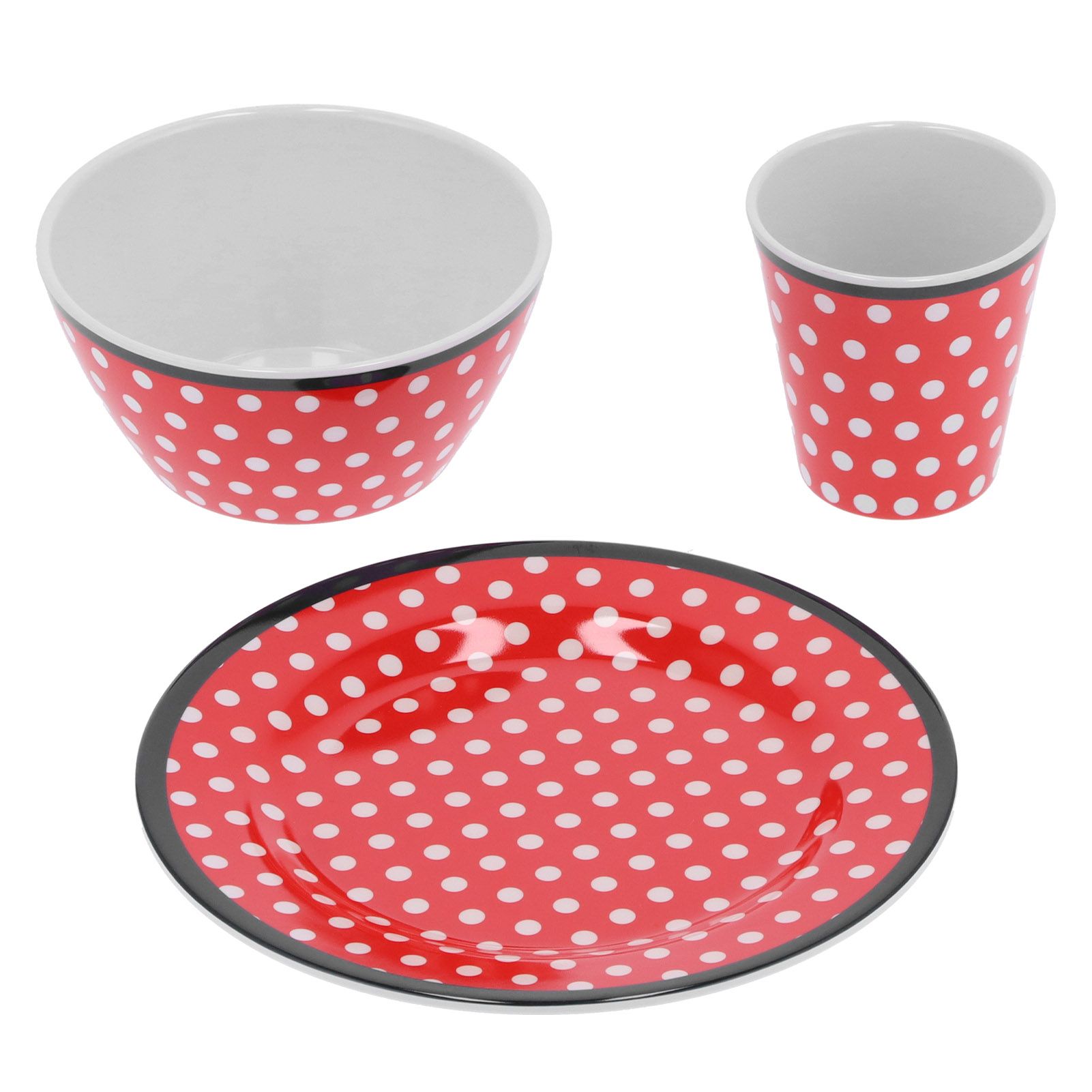 Fruit Plate Bowl Cup Kit Red Dot Pattern Tableware Set Household Kitchen Accessory view 5