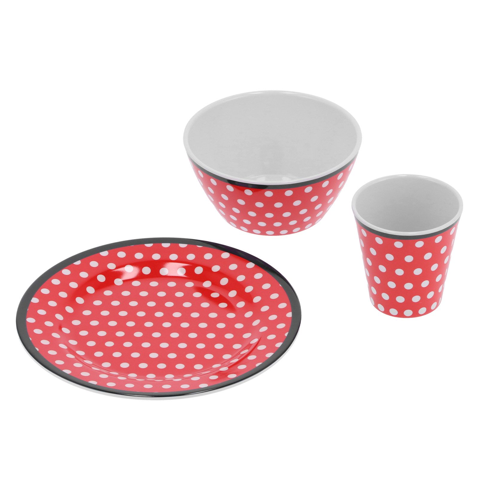 Fruit Plate Bowl Cup Kit Red Dot Pattern Tableware Set Household Kitchen Accessory view 6