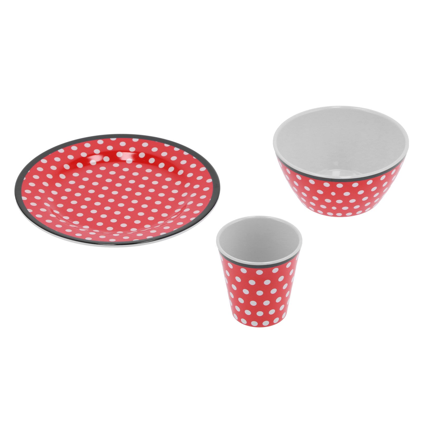 Fruit Plate Bowl Cup Kit Red Dot Pattern Tableware Set Household Kitchen Accessory view 7