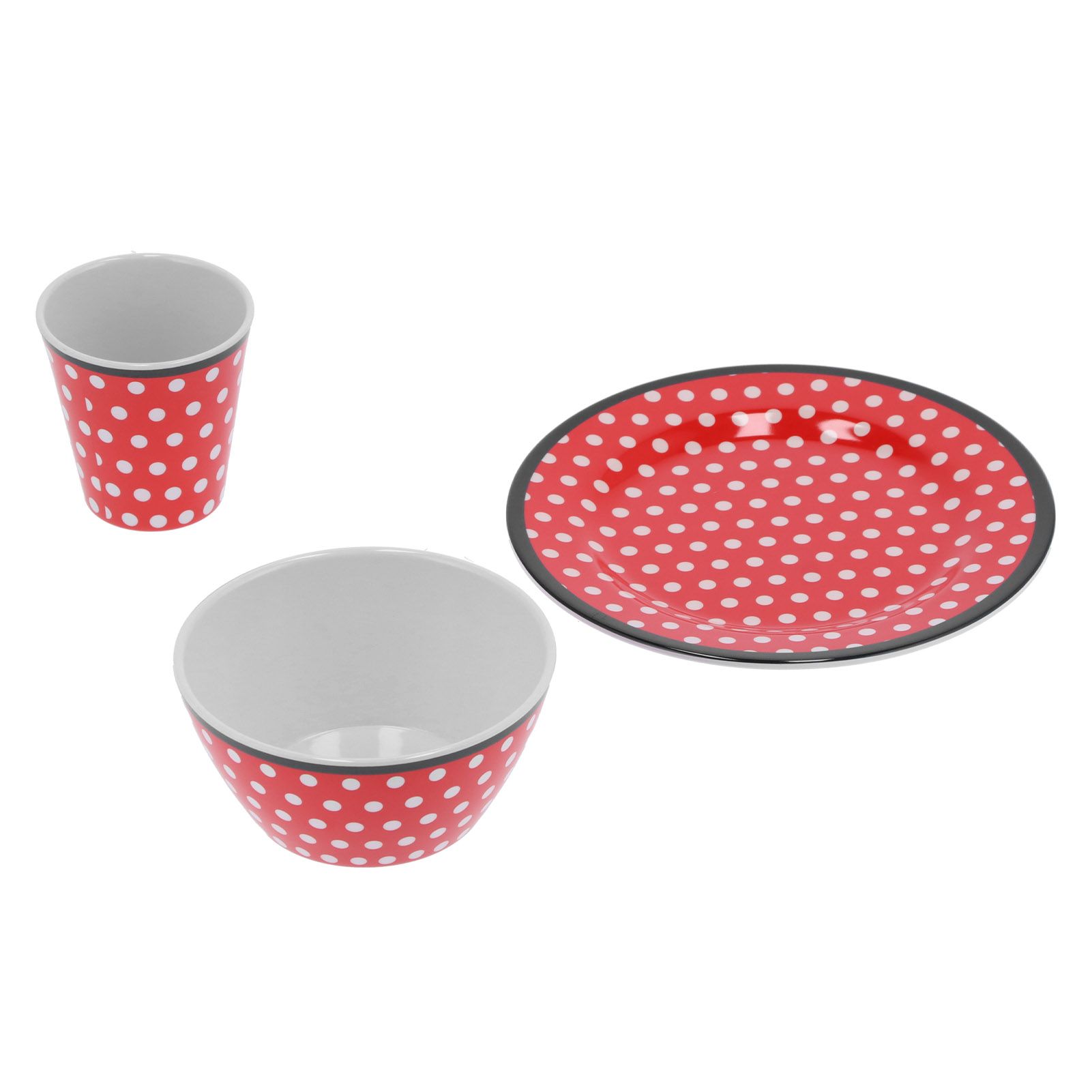 Fruit Plate Bowl Cup Kit Red Dot Pattern Tableware Set Household Kitchen Accessory view 8