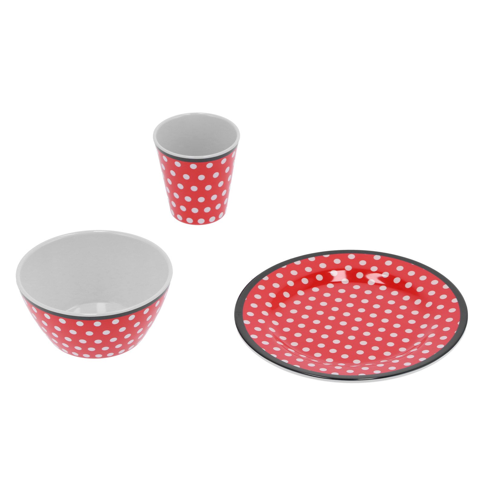 Fruit Plate Bowl Cup Kit Red Dot Pattern Tableware Set Household Kitchen Accessory view 9