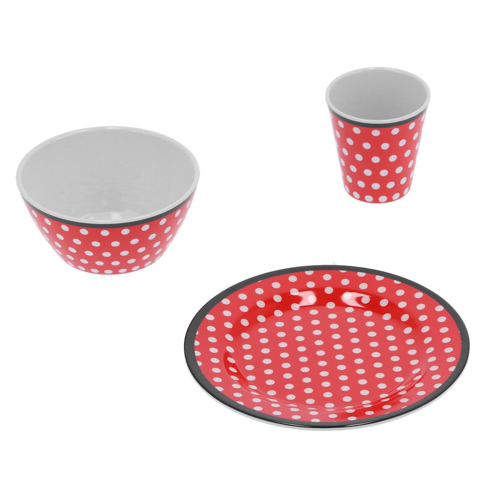 Fruit Plate Bowl Cup Kit Red Dot Pattern Tableware Set Household Kitchen Accessory view 10