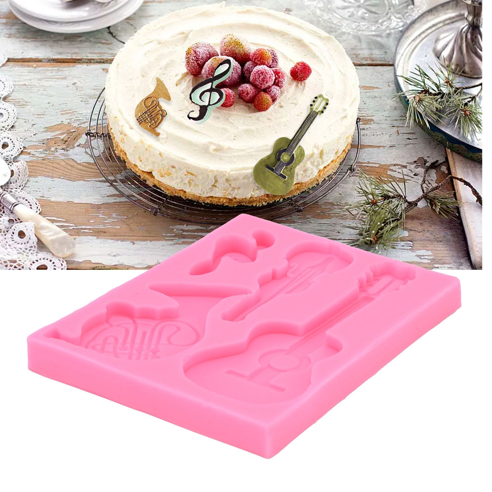 Guitar Shape Silicone Mold Chocolate Fondant Cake Decoration Mold for Home view 12