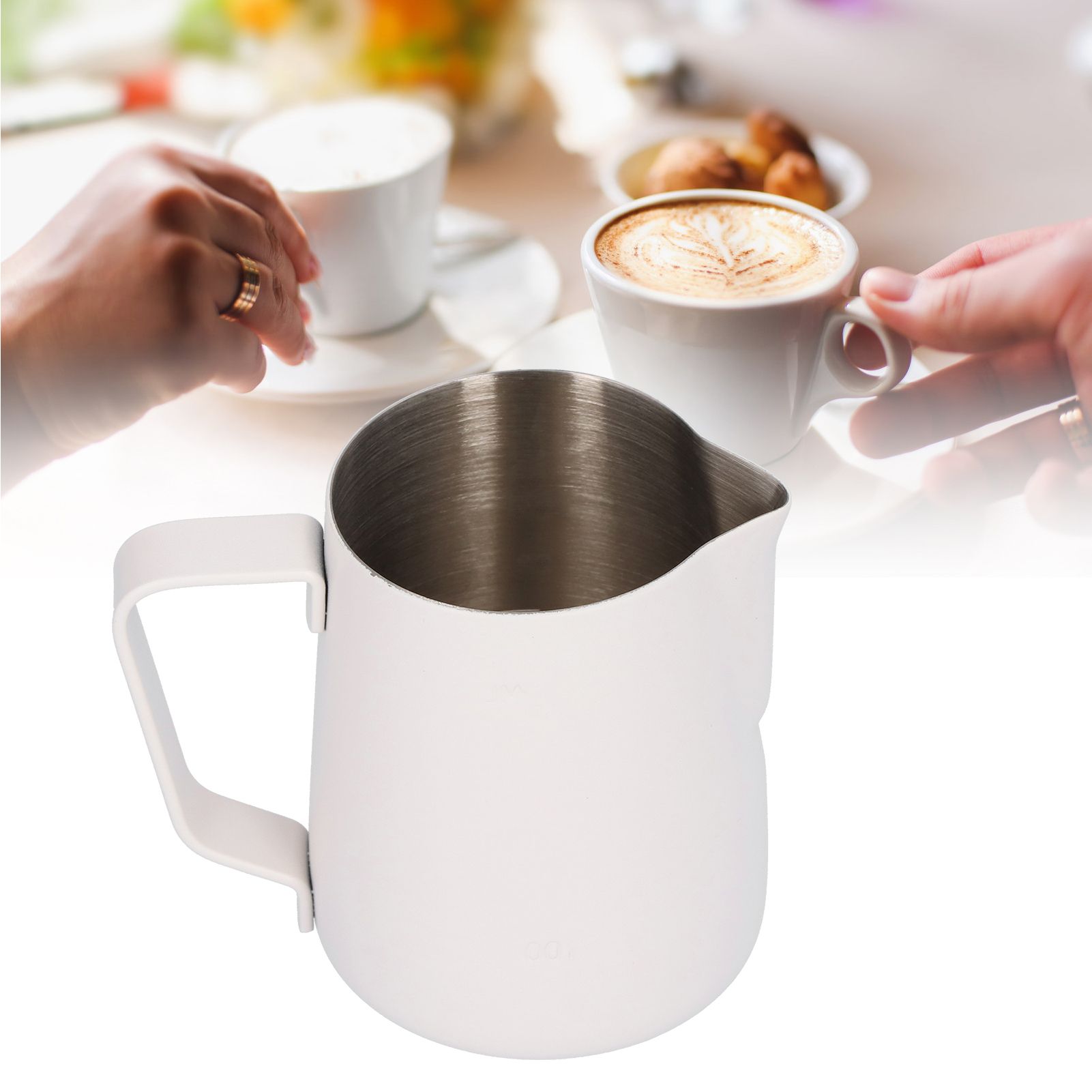 Stainless Steel Frothing Pitcher Milk Frothing Cup with Measurement Scales for view 11