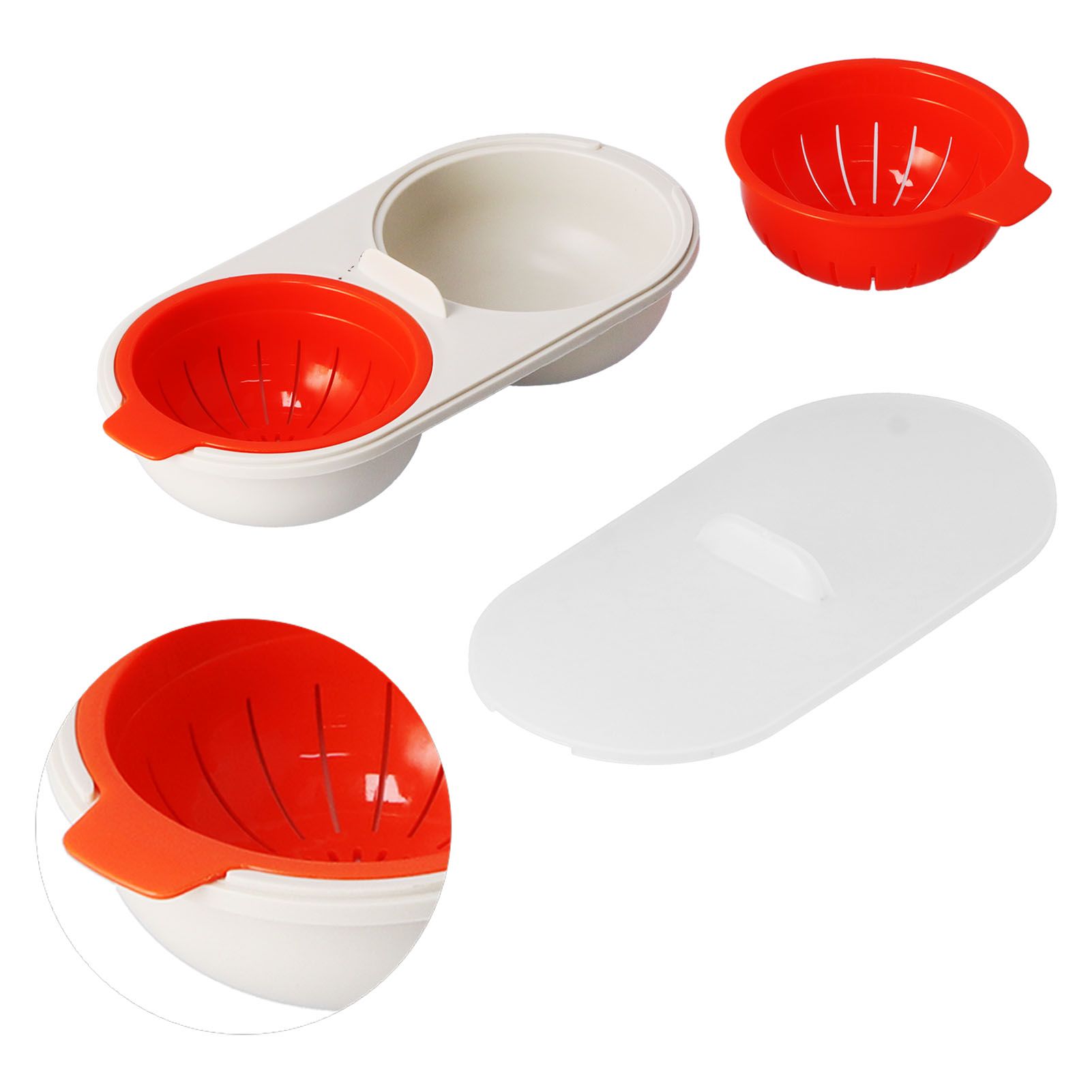 Microwave Egg Cooker Food Grade PP Removable Drain Basket Egg Cooker for view 8