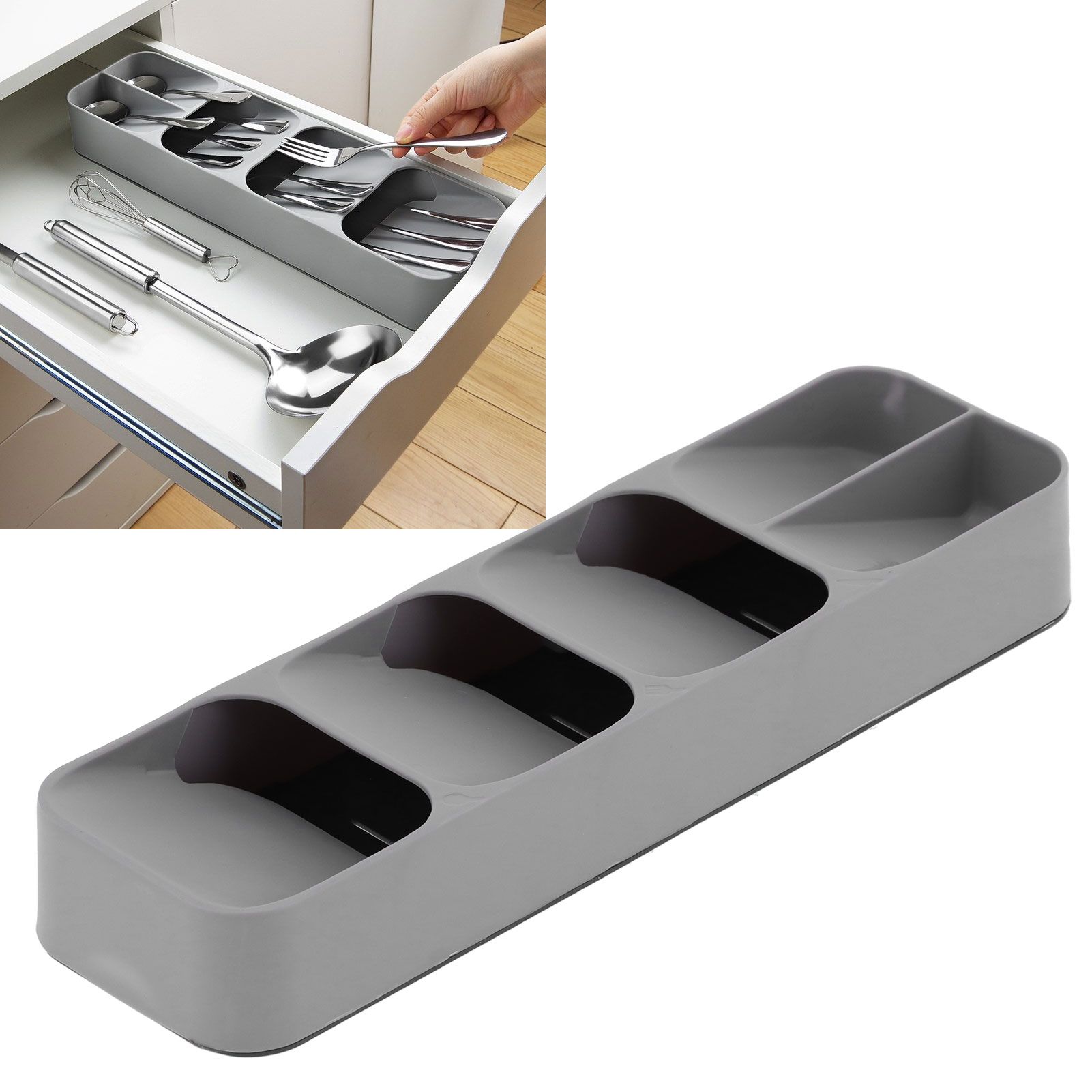 Kitchen Tableware Spoons Storage Box Cutlery Divider and Organizer Tray view 11