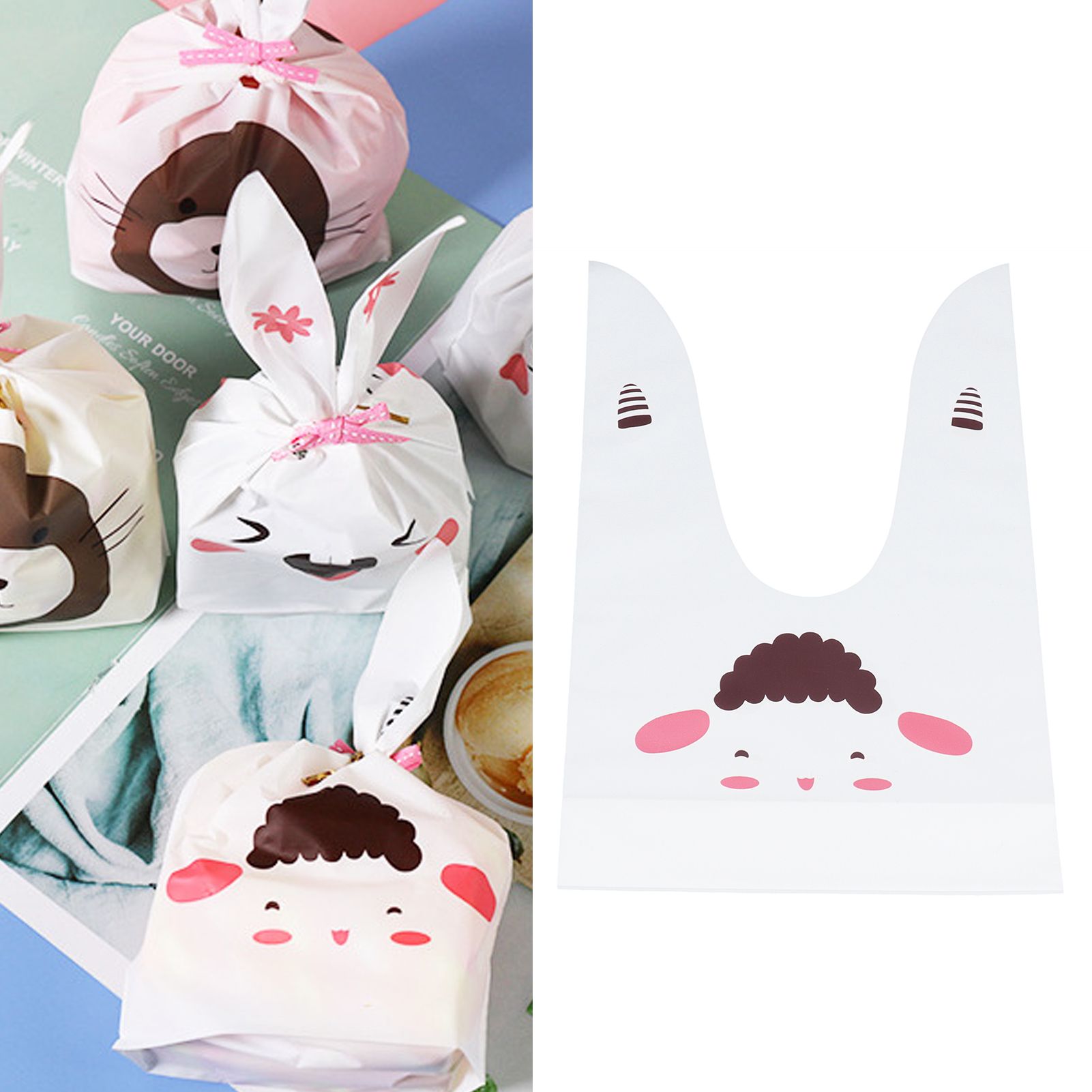 10Pcs Baking Bag DIY Long Ear Sweet Candies Cranberry Cookies Packing Bag for view 12