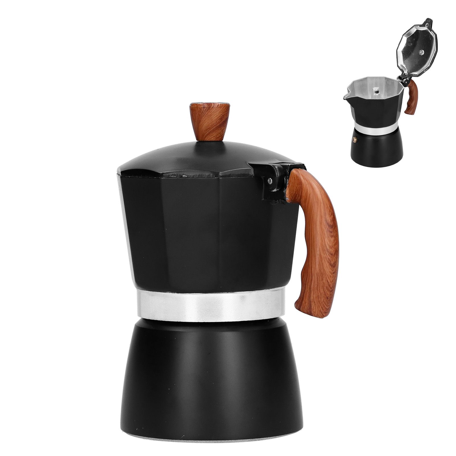 Aluminum Alloy Moka Pot Portable Coffee Pot with Heat Insulation Handle for view 10
