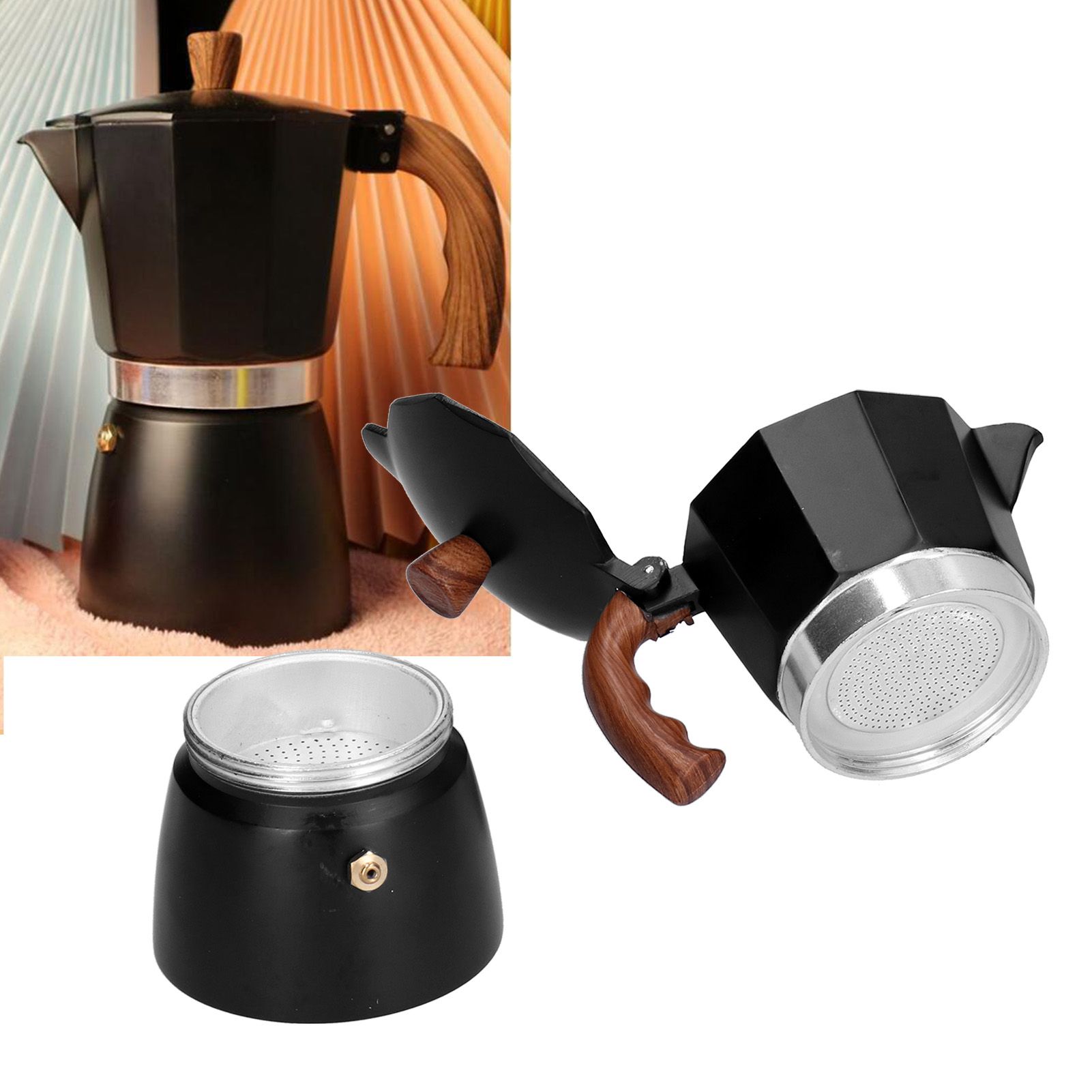 Aluminum Alloy Moka Pot Portable Coffee Pot with Heat Insulation Handle for view 11