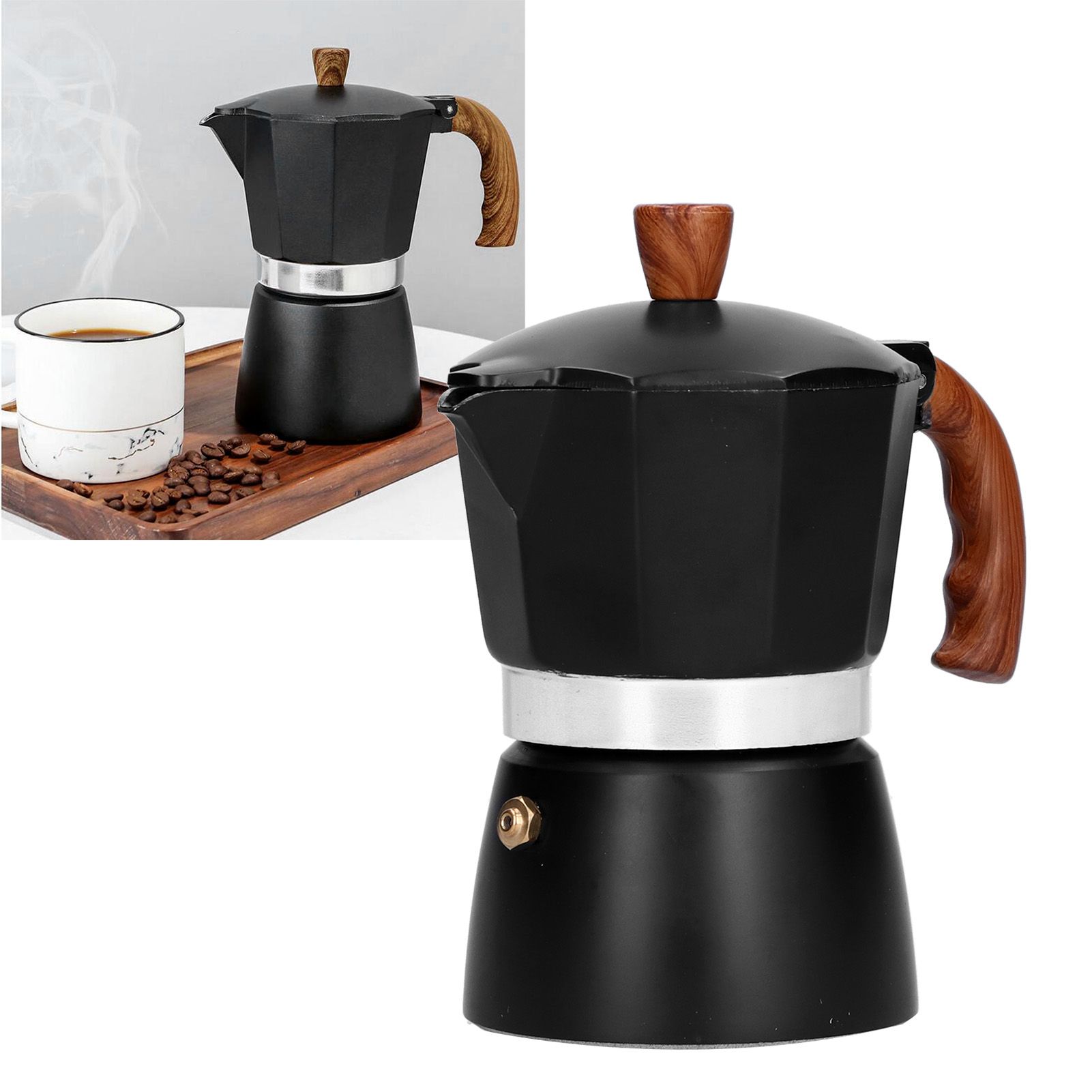 Aluminum Alloy Moka Pot Portable Coffee Pot with Heat Insulation Handle for view 12