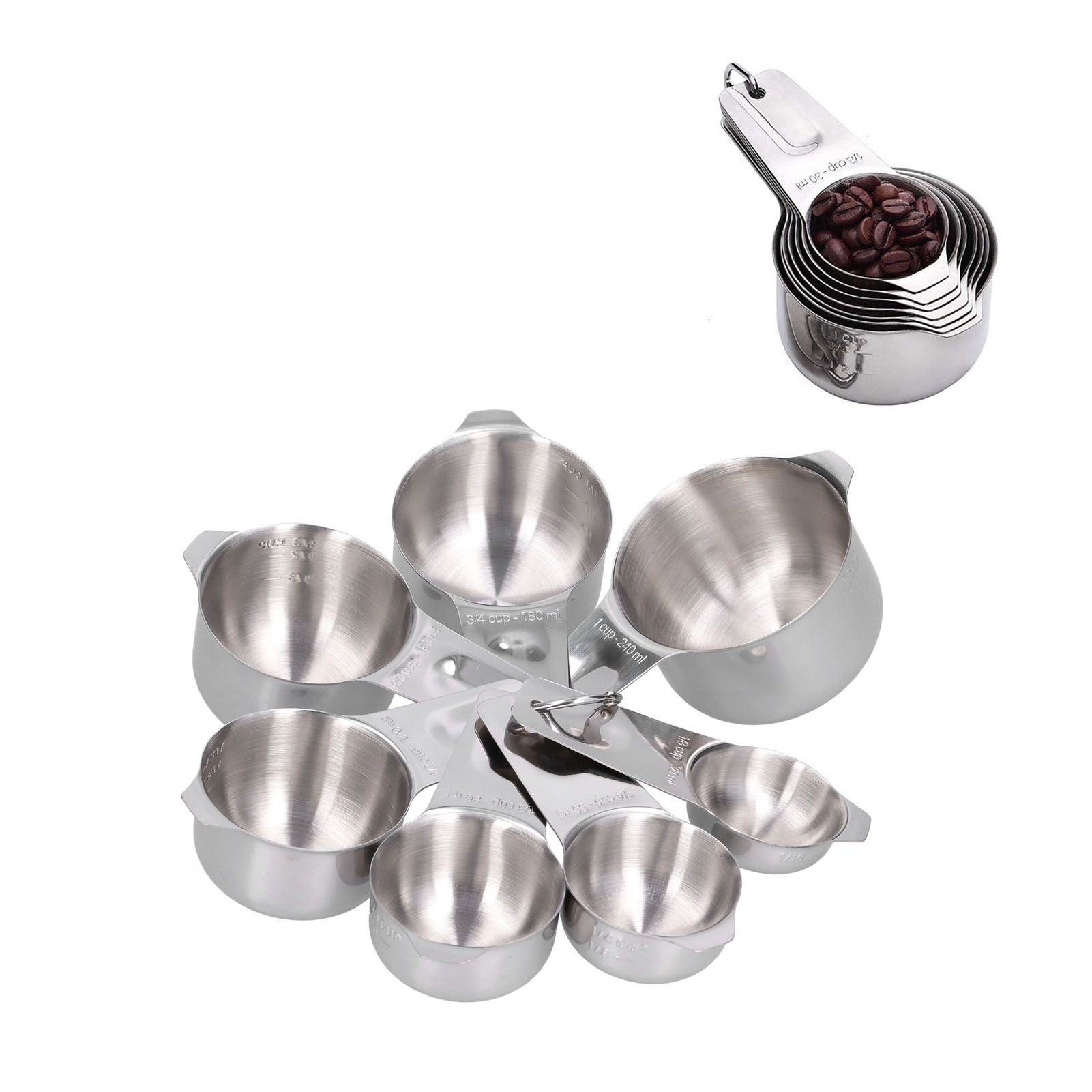 7Pcs/Set Stainless Steel Measuring Cup with Scale Measuring Spoon Baking Tool view 11