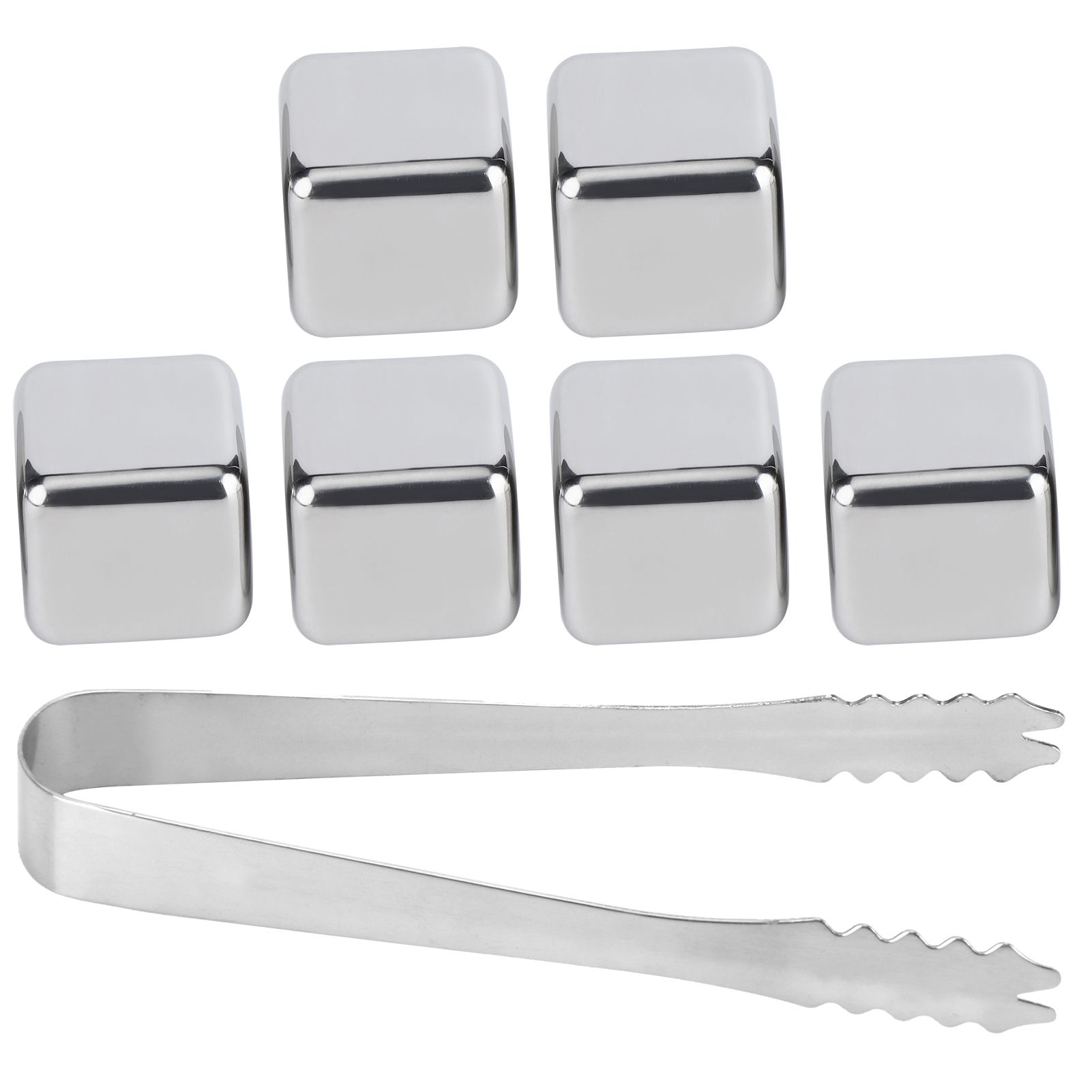 Stainless Steel Ice Cubes Reusable Whiskey Wine Chilling Stones with Ice Tong view 3