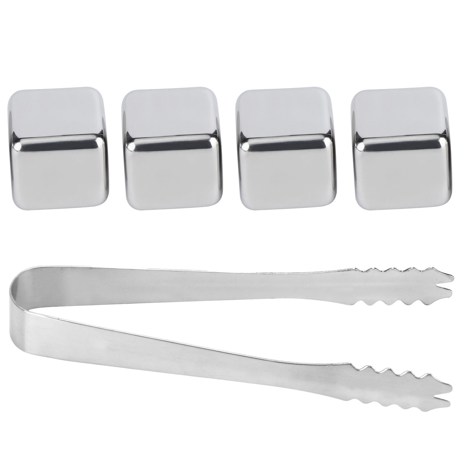 Stainless Steel Ice Cubes Reusable Whiskey Wine Chilling Stones with Ice Tong view 4