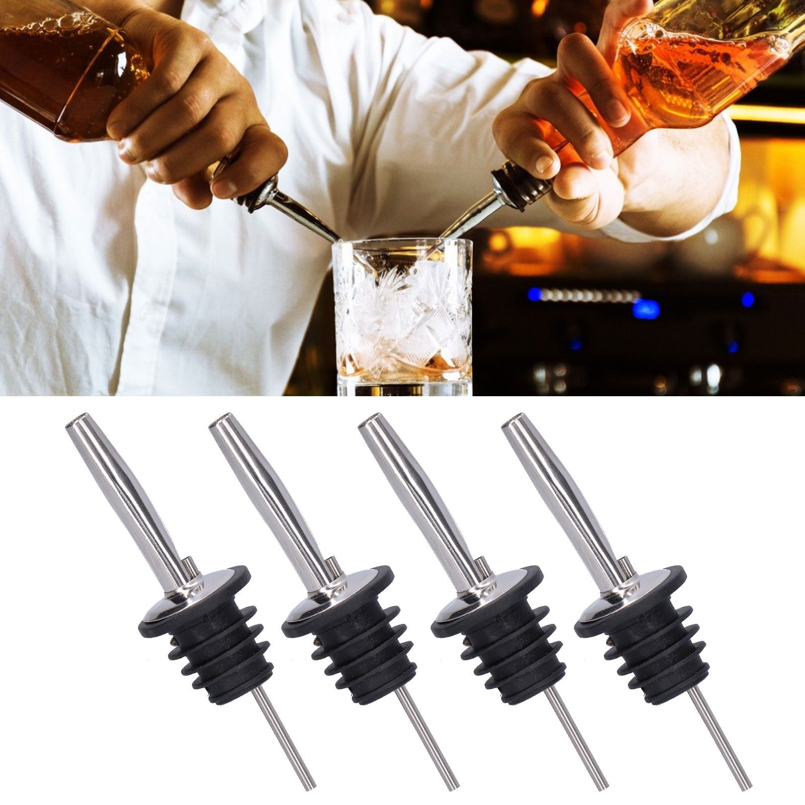 10Pcs Liquor Pourer Stainless Steel Wine Pourer Stopper Bar Tool for Bar Home view 12