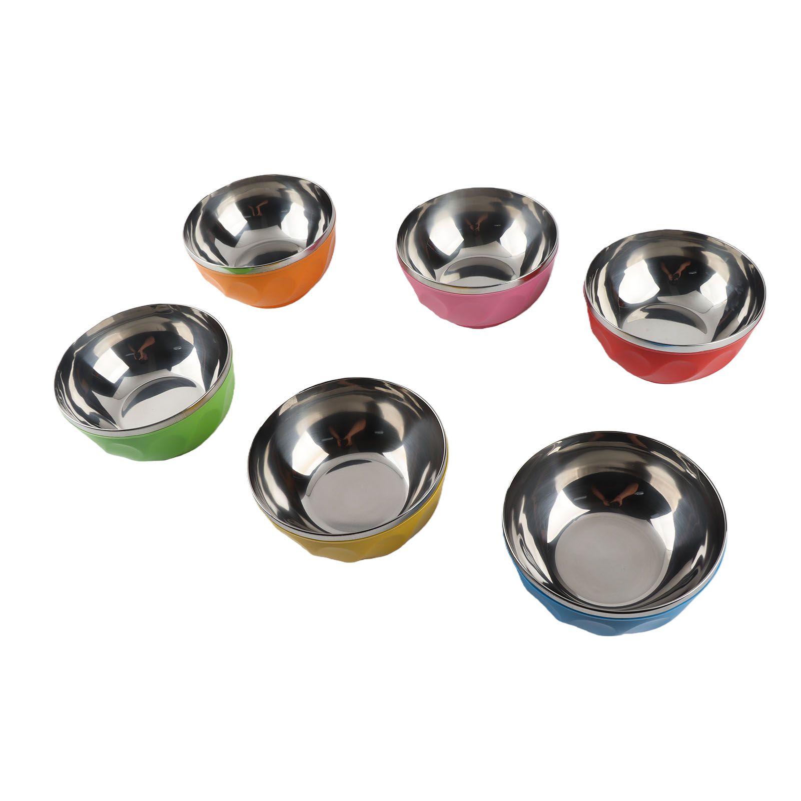 6Pcs set Color Stainless Steel Bowl Heat Insulation Salad Noodles Bowl for