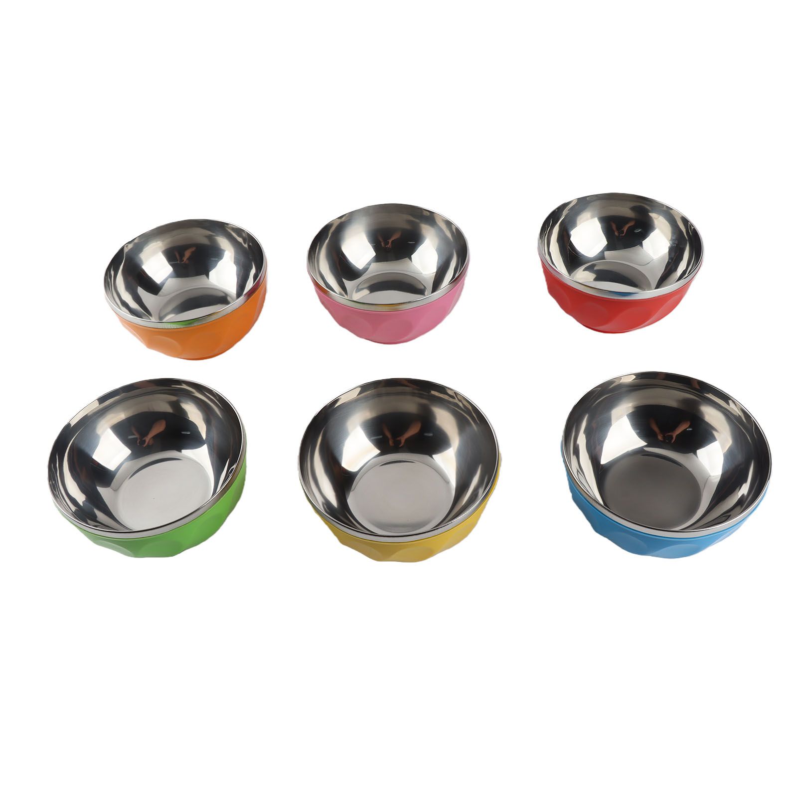 6Pcs set Color Stainless Steel Bowl Heat Insulation Salad Noodles Bowl for view 2