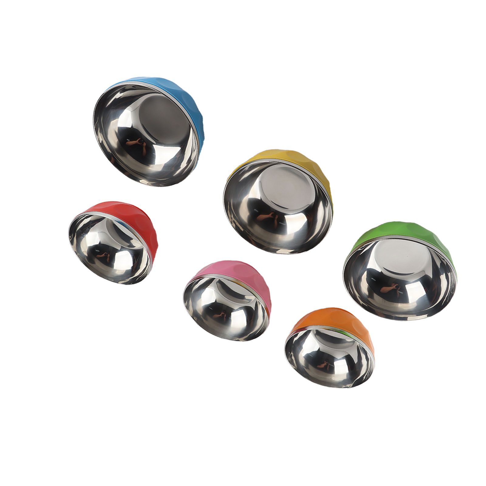 6Pcs set Color Stainless Steel Bowl Heat Insulation Salad Noodles Bowl for view 3