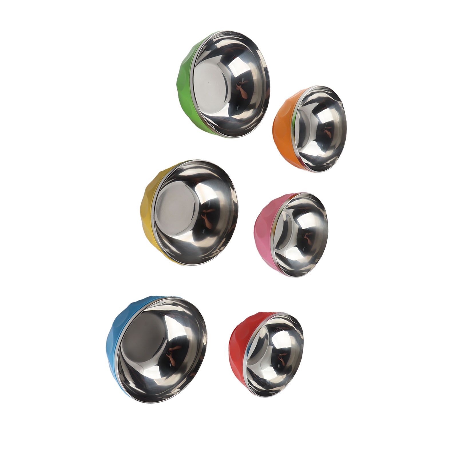 6Pcs set Color Stainless Steel Bowl Heat Insulation Salad Noodles Bowl for view 4