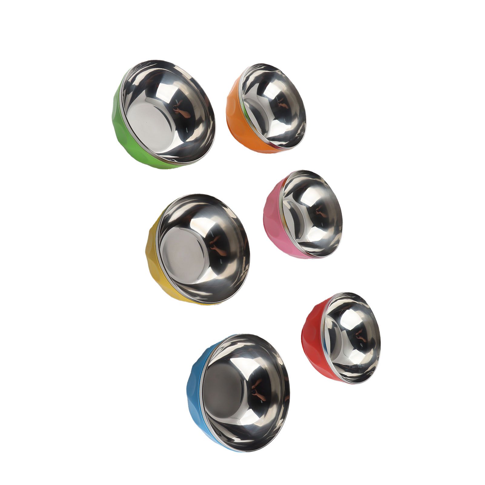 6Pcs set Color Stainless Steel Bowl Heat Insulation Salad Noodles Bowl for view 6