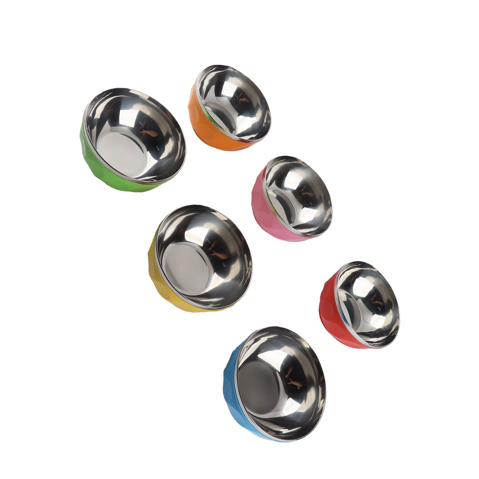 6Pcs set Color Stainless Steel Bowl Heat Insulation Salad Noodles Bowl for view 7