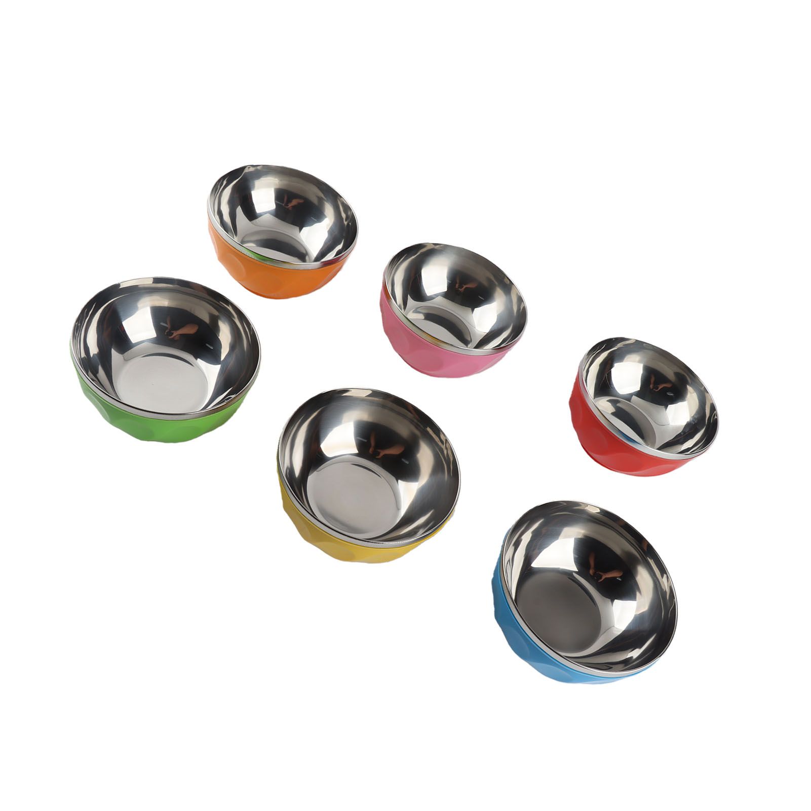 6Pcs set Color Stainless Steel Bowl Heat Insulation Salad Noodles Bowl for view 9