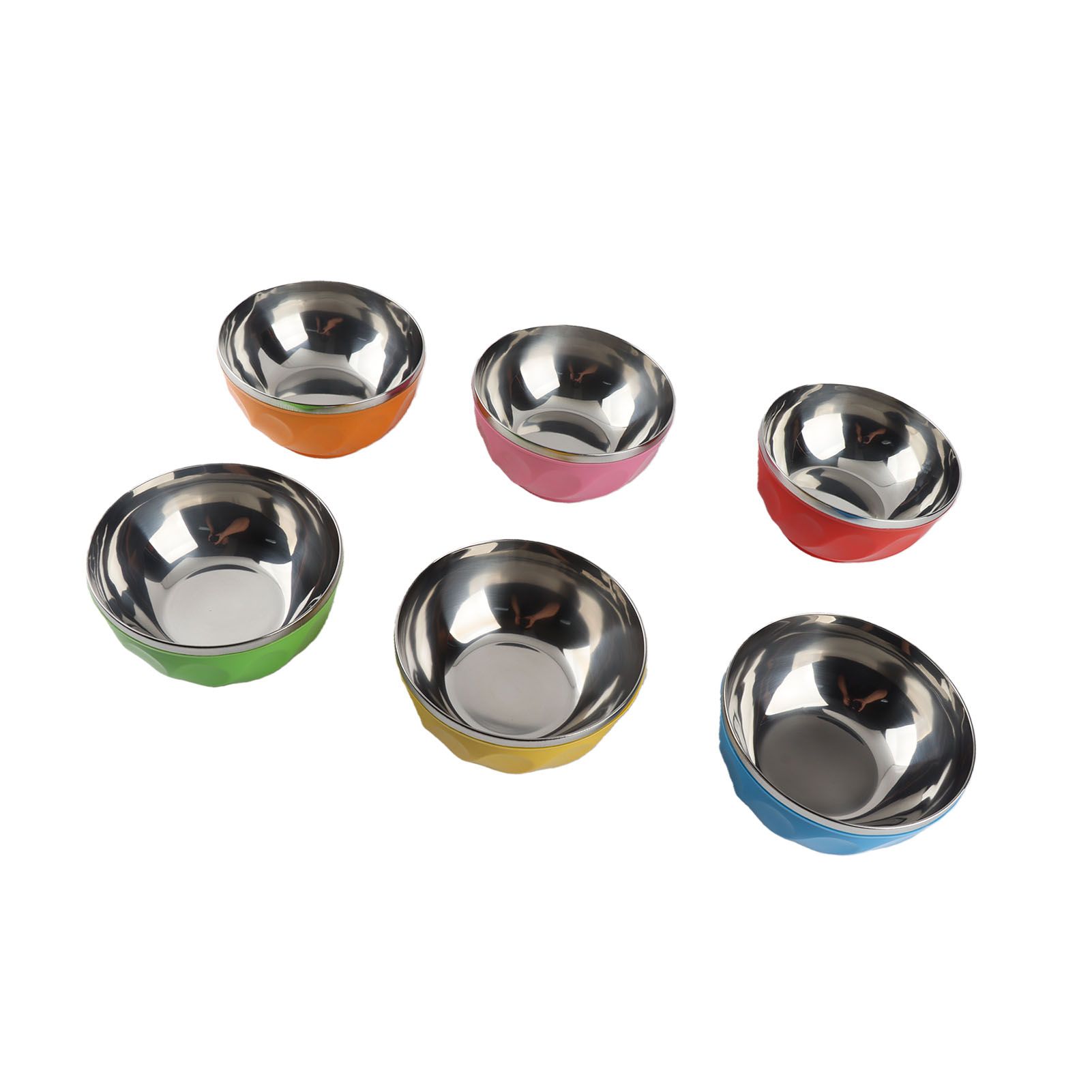 6Pcs set Color Stainless Steel Bowl Heat Insulation Salad Noodles Bowl for view 10