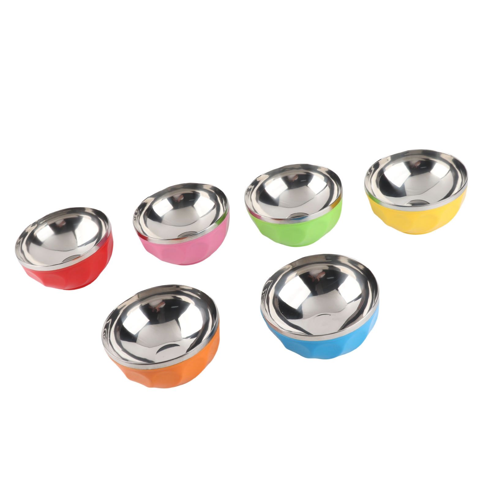 6Pcs set Color Stainless Steel Bowl Heat Insulation Salad Noodles Bowl for