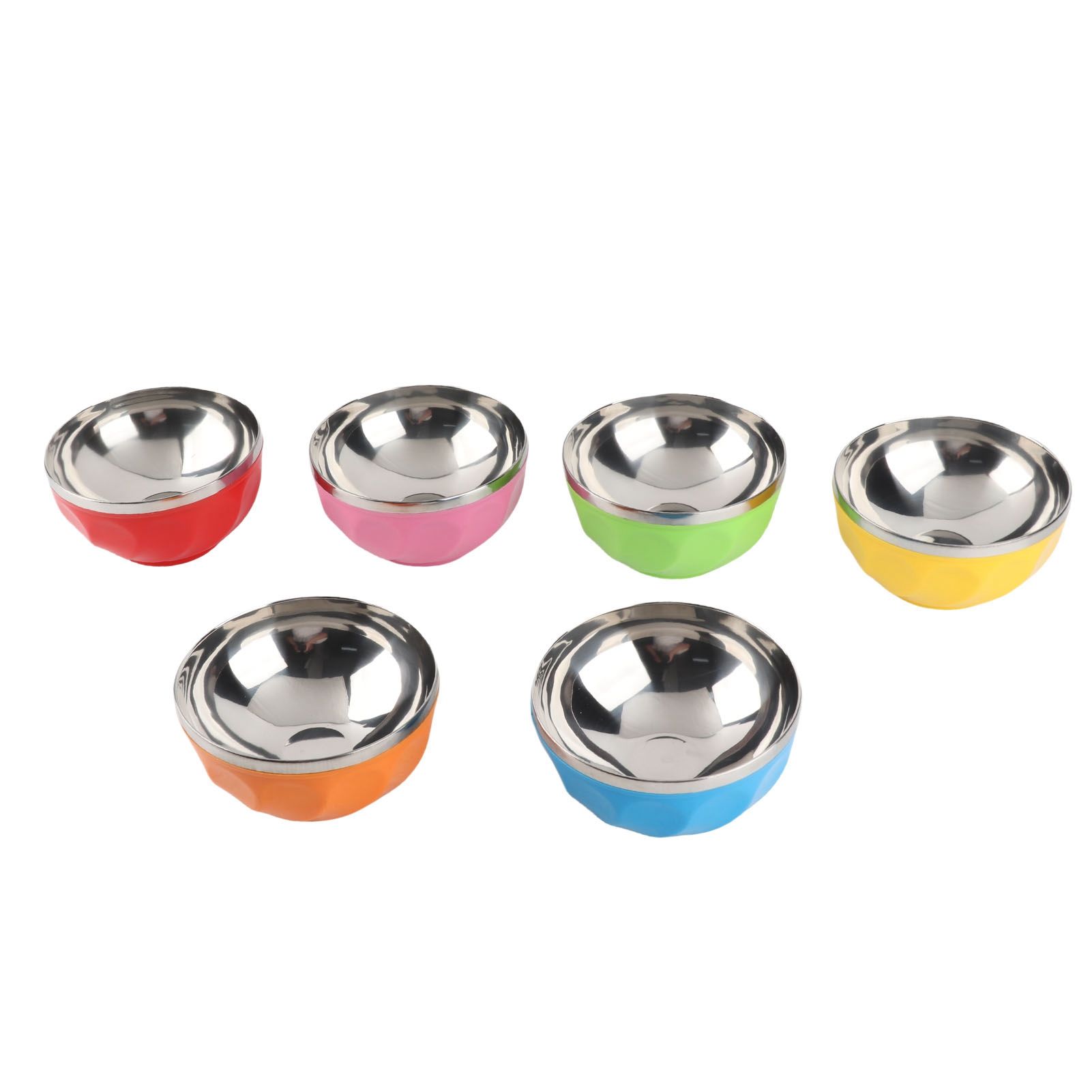 6Pcs set Color Stainless Steel Bowl Heat Insulation Salad Noodles Bowl for view 2