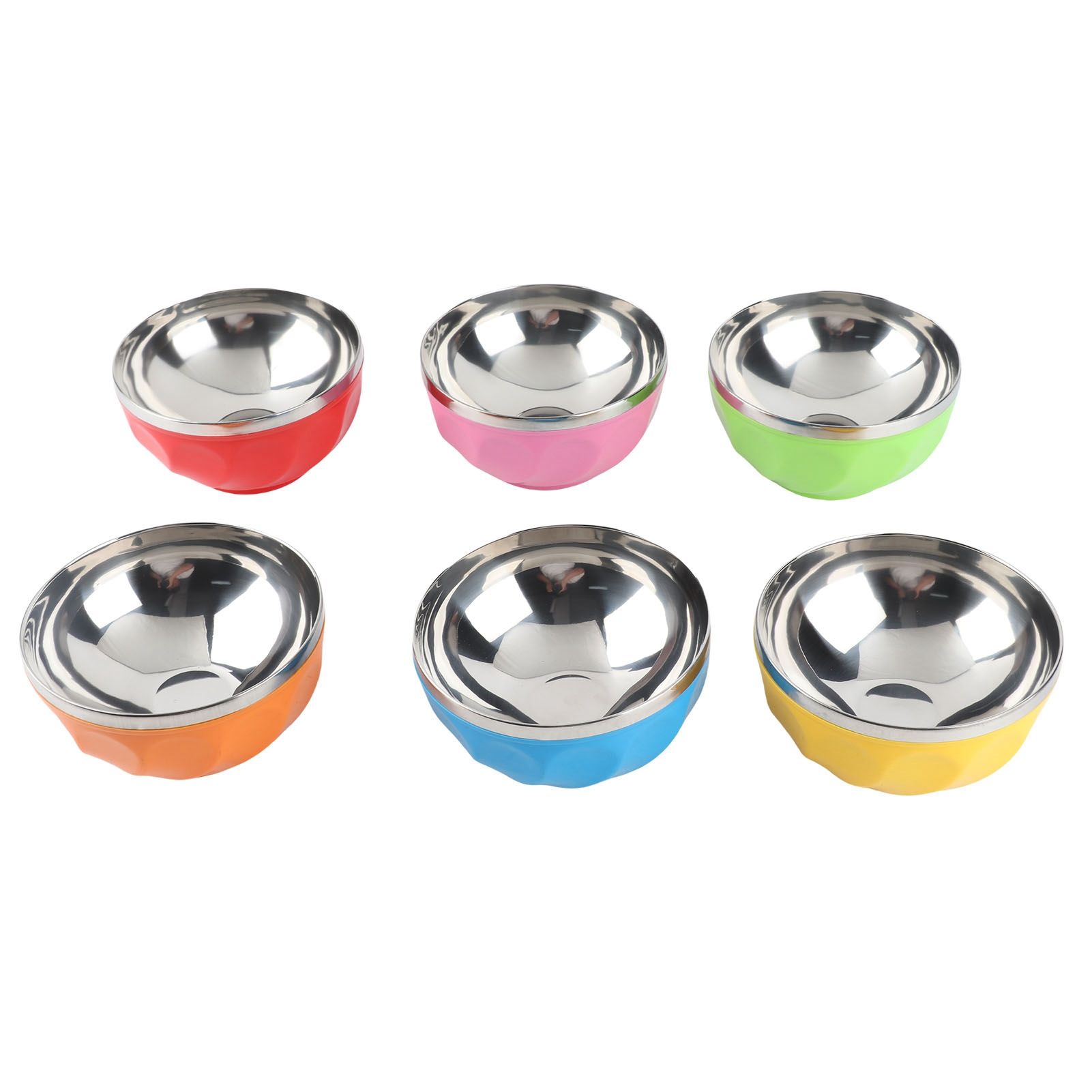 6Pcs set Color Stainless Steel Bowl Heat Insulation Salad Noodles Bowl for view 4