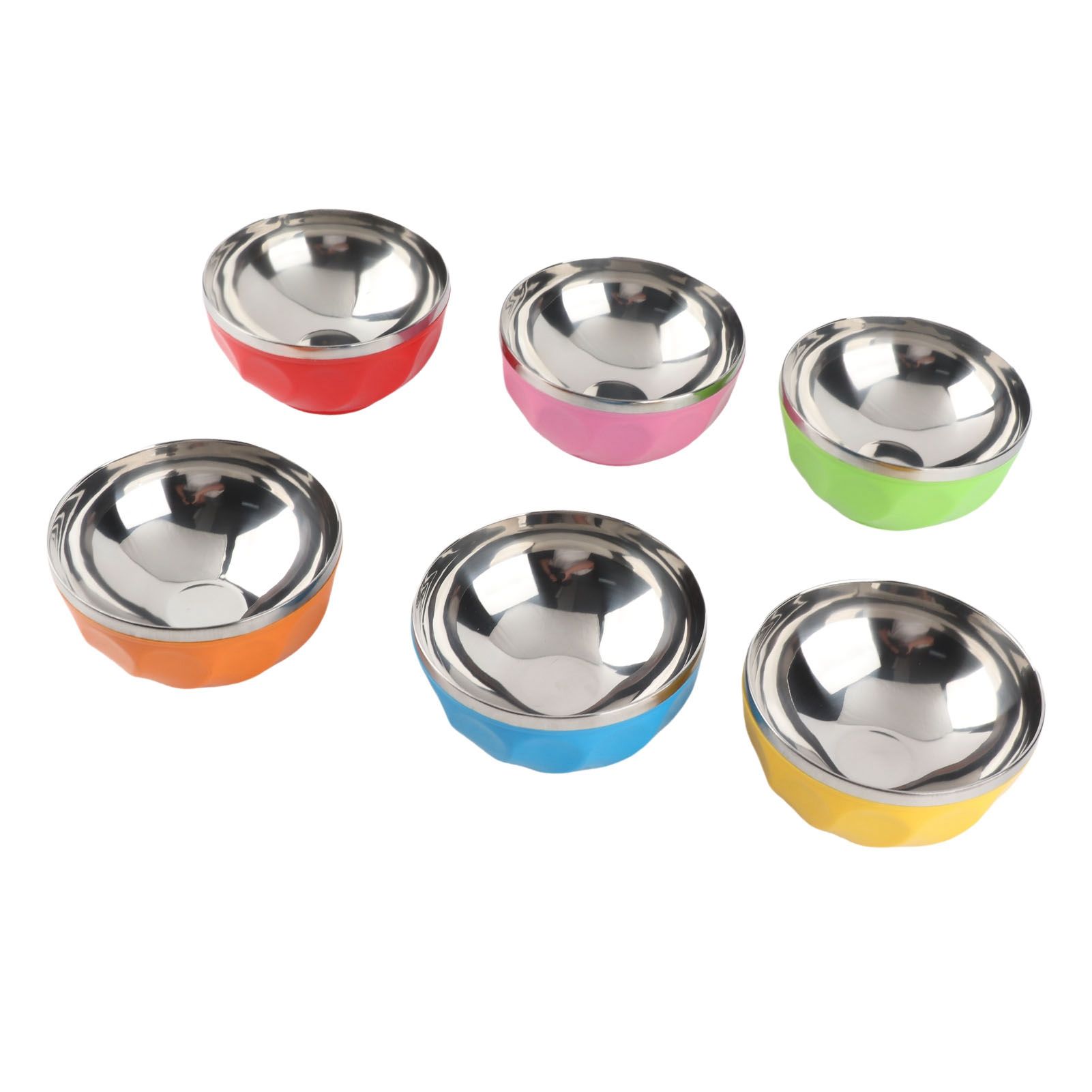 6Pcs set Color Stainless Steel Bowl Heat Insulation Salad Noodles Bowl for view 6