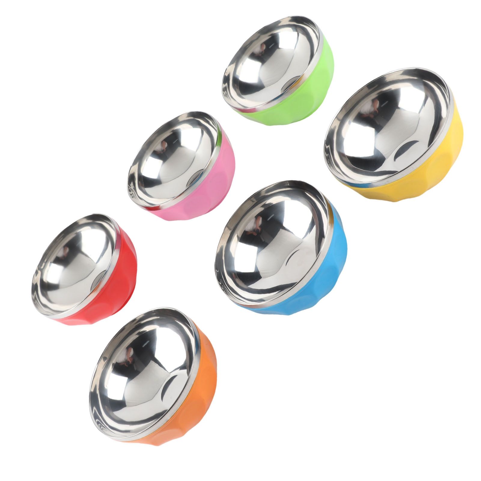6Pcs set Color Stainless Steel Bowl Heat Insulation Salad Noodles Bowl for view 8