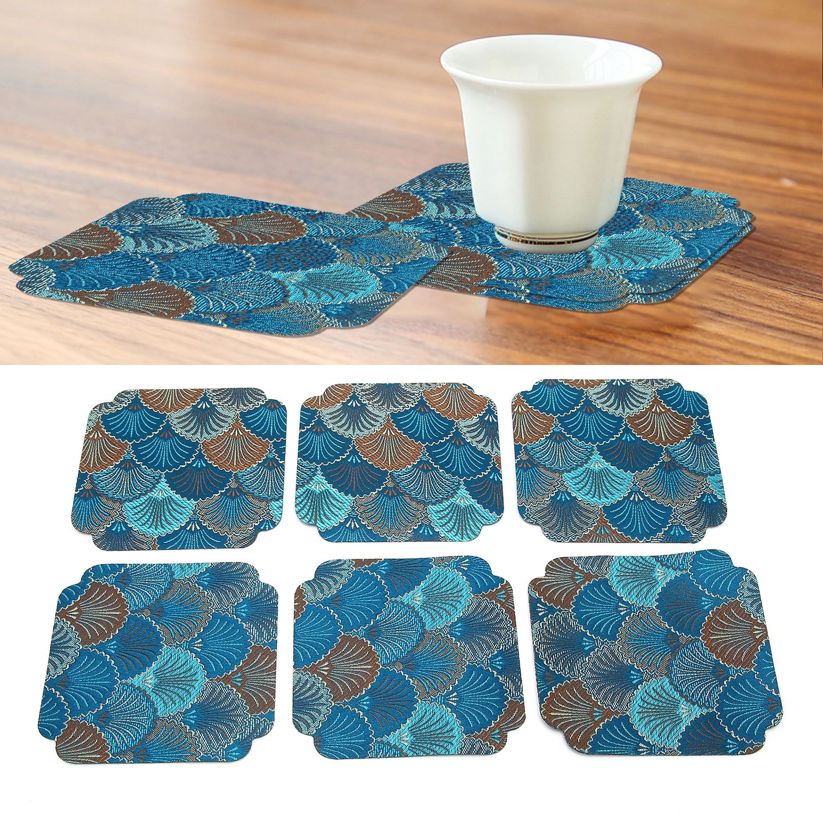 6PCS Japanese Style Embroidered Coaster Heat Insulated Cup Pad Mat Placemat view 12
