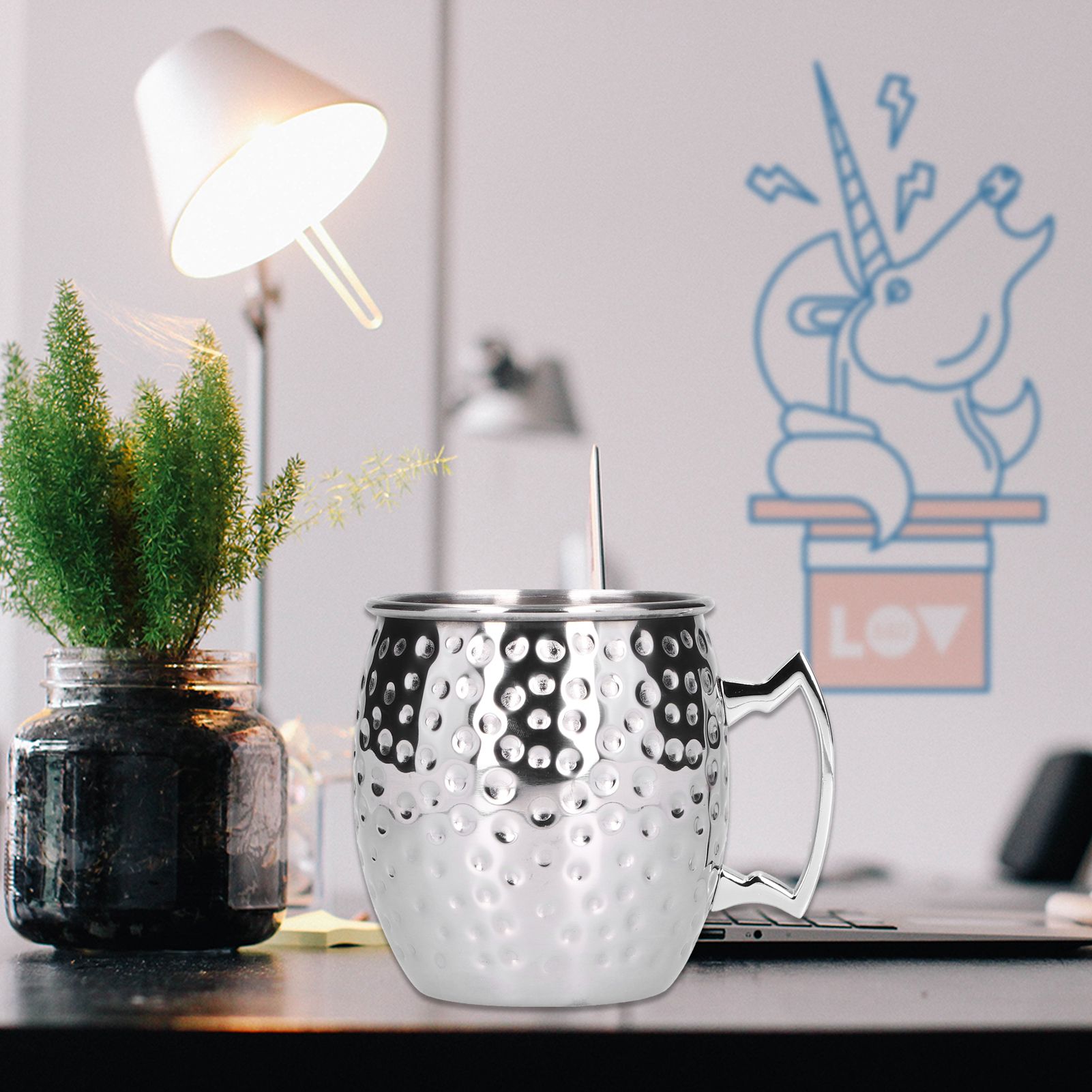 Beer Mug Vintage 550ml Stainless Steel Wine Coffee Cocktail Cup Drinkware for view 12