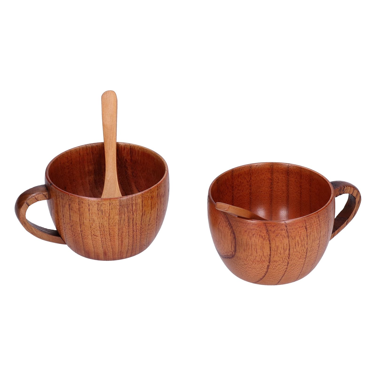 Wooden Beer Mug Hand Made Antique Milk Coffee Cup with Spoon for Birthday Gift view 4