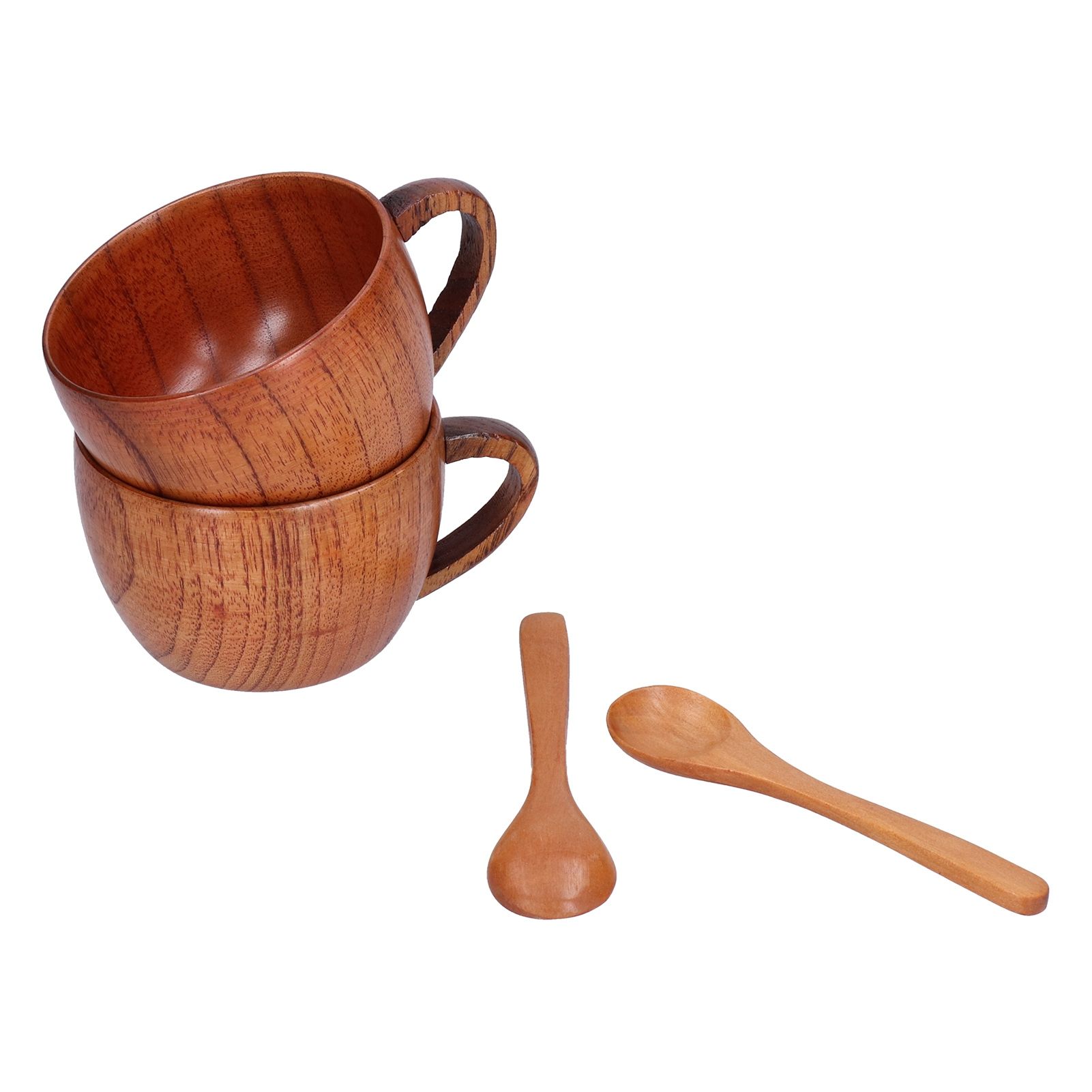 Wooden Beer Mug Hand Made Antique Milk Coffee Cup with Spoon for Birthday Gift view 6