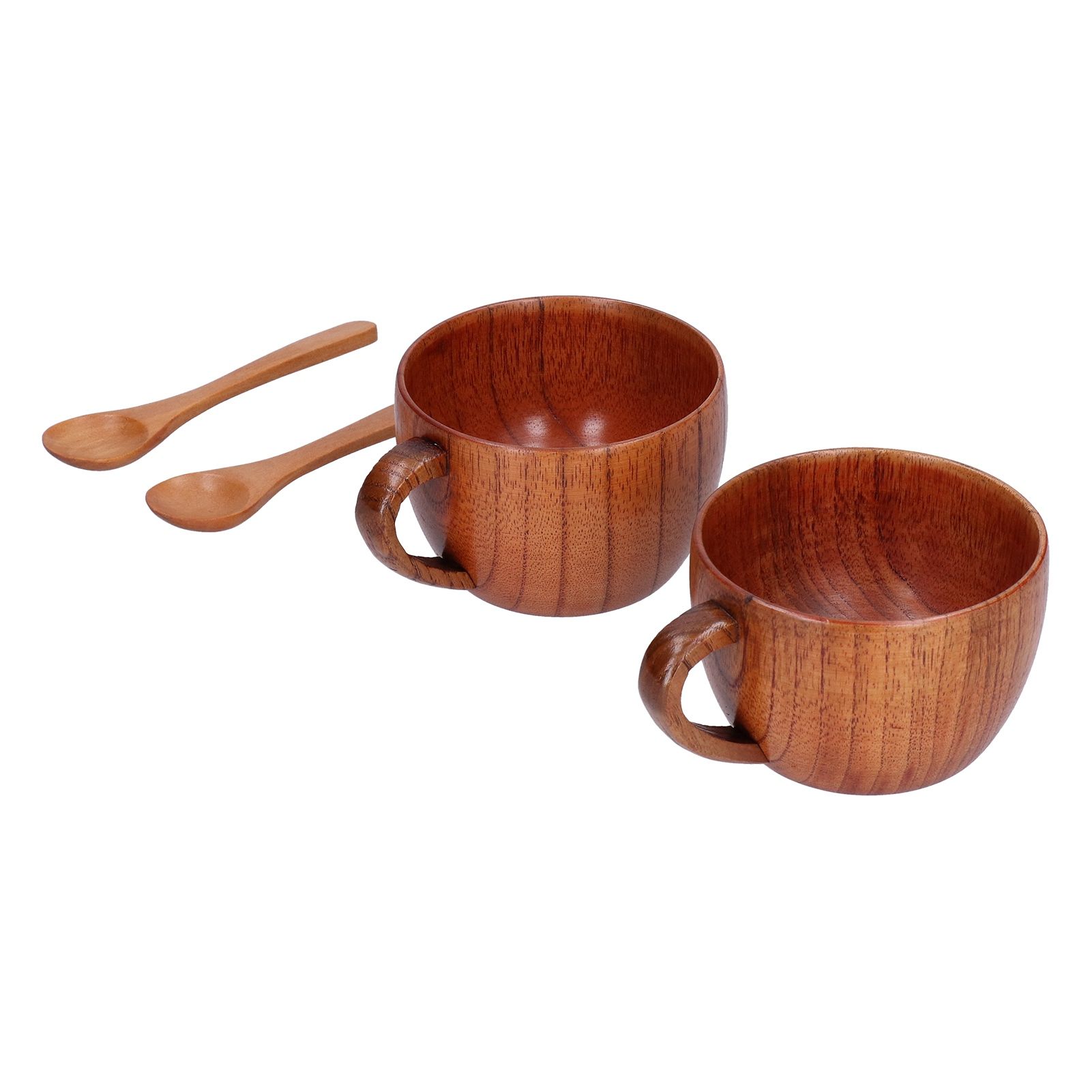 Wooden Beer Mug Hand Made Antique Milk Coffee Cup with Spoon for Birthday Gift view 9