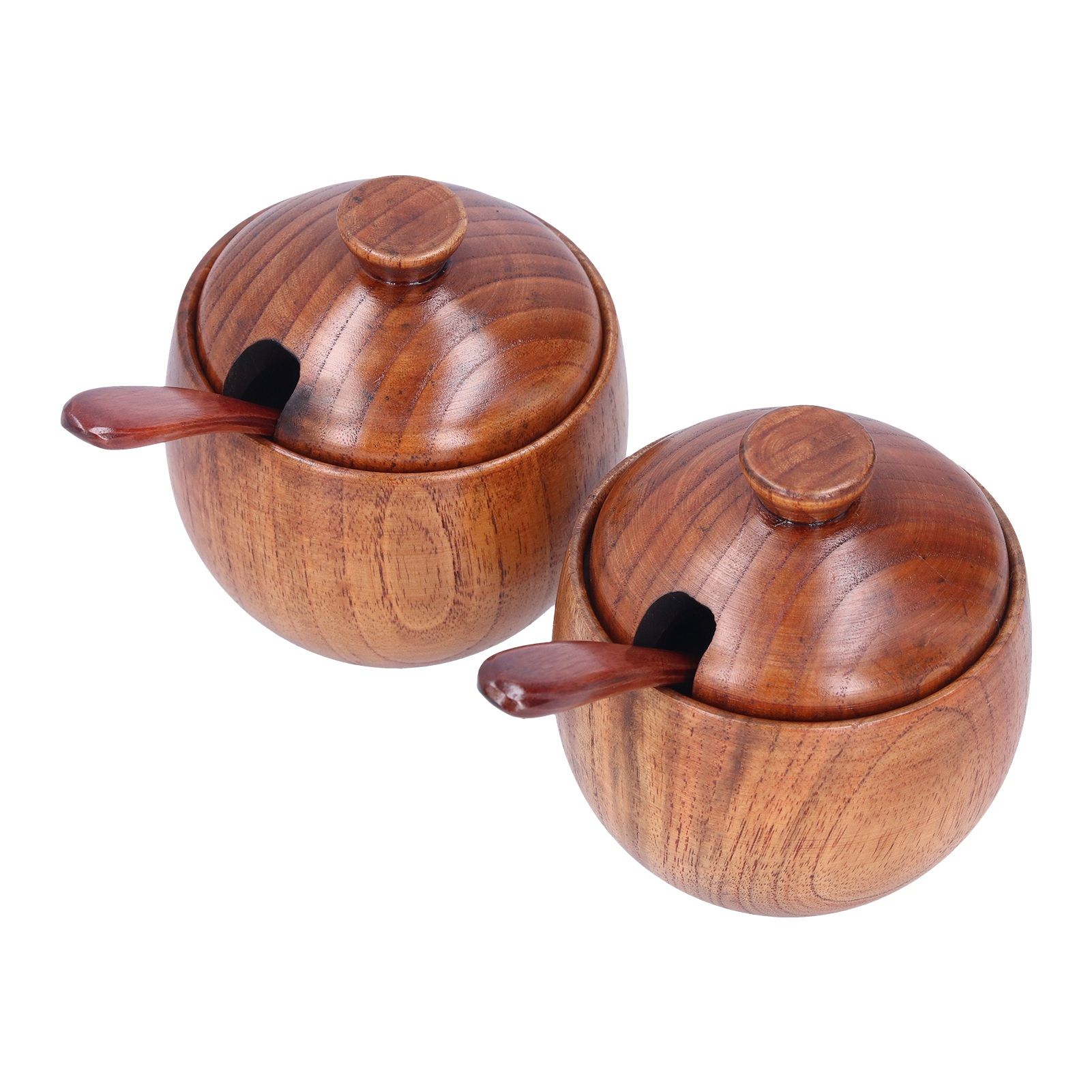 Seasoning Pot Wooden Salt Nontoxic Odorless Salt Container Spice Jar with Lid view 2