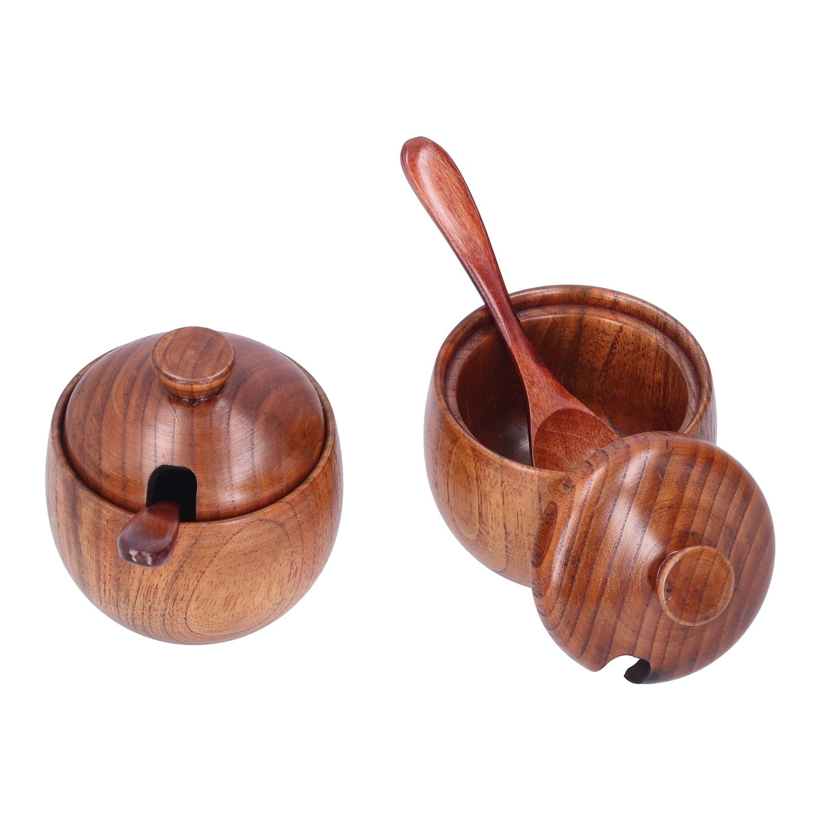 Seasoning Pot Wooden Salt Nontoxic Odorless Salt Container Spice Jar with Lid view 3