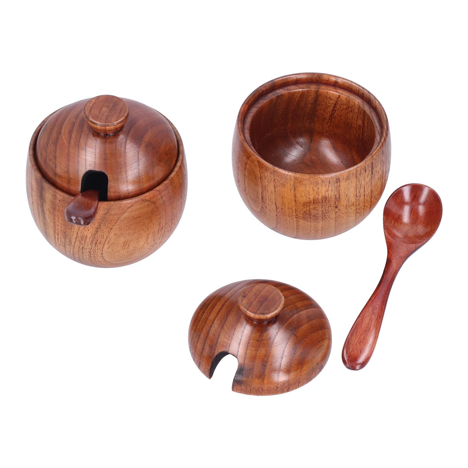 Seasoning Pot Wooden Salt Nontoxic Odorless Salt Container Spice Jar with Lid view 8