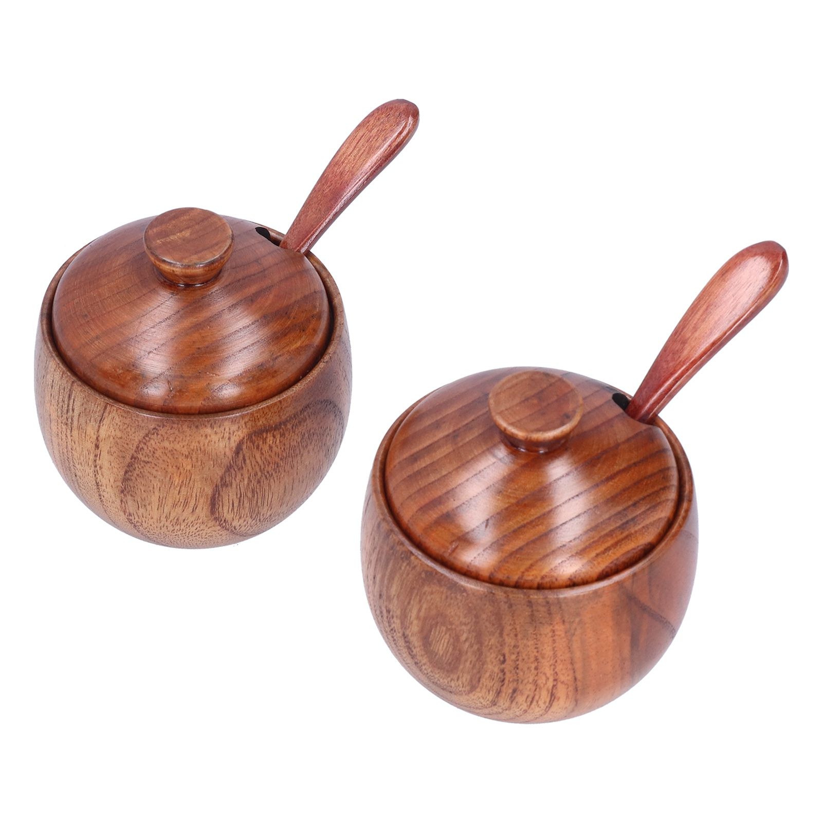 Seasoning Pot Wooden Salt Nontoxic Odorless Salt Container Spice Jar with Lid view 9