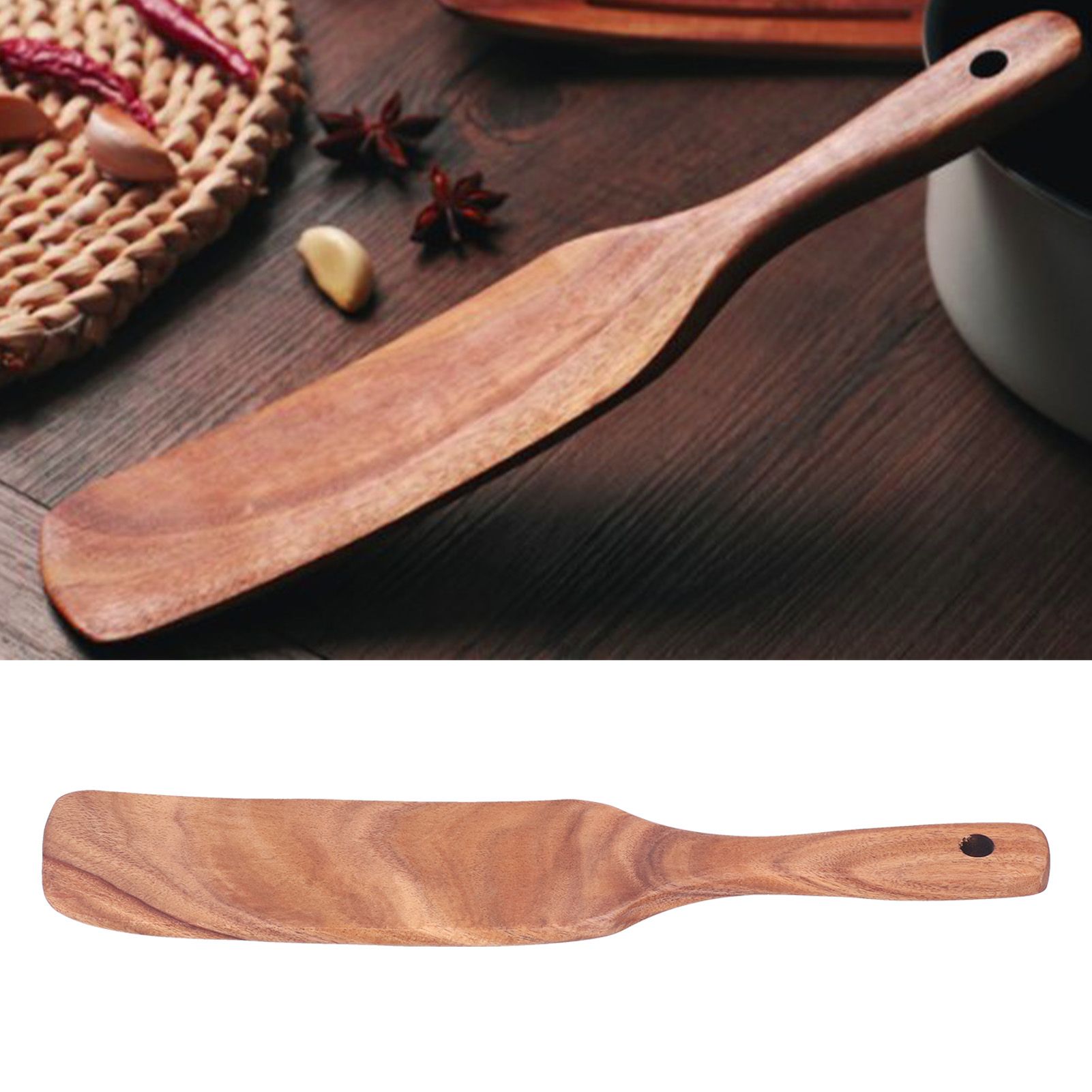 Teak Spatula Wooden Steak Pizza Cooking Salad Frying Spatula for Business view 12