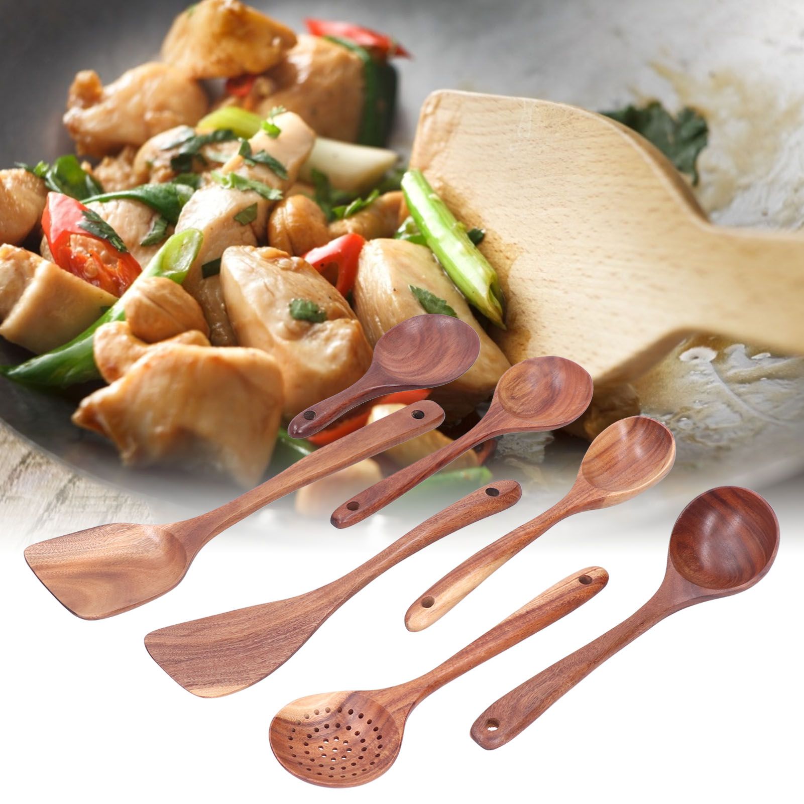 Wooden Spatula Spoon Set Kitchenware Utensil Nonstick Mixing Spatula Pot Spoon view 11