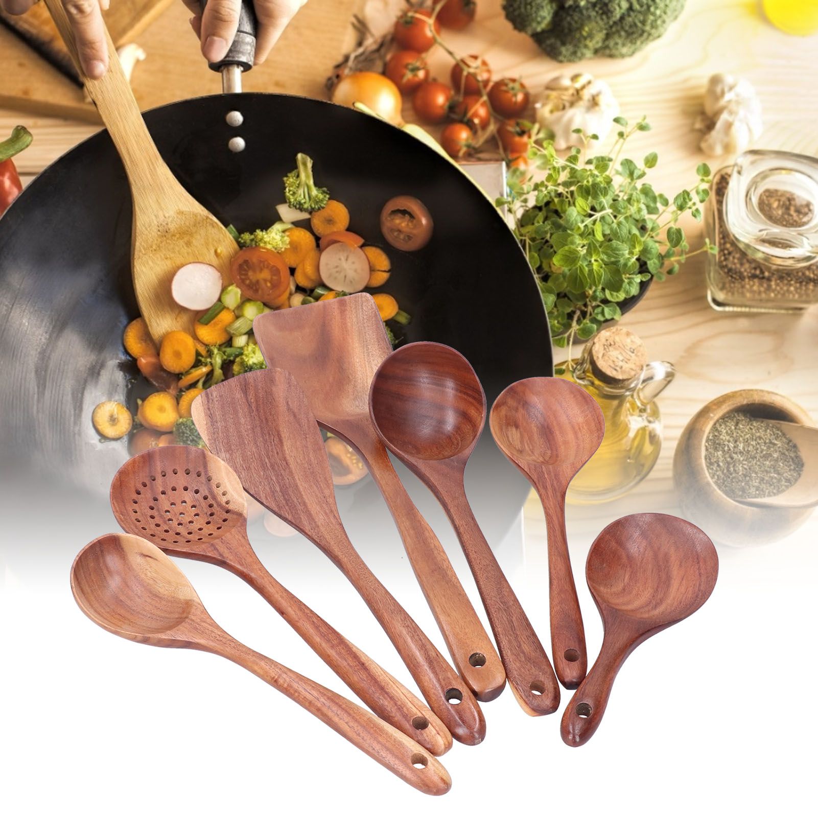 Wooden Spatula Spoon Set Kitchenware Utensil Nonstick Mixing Spatula Pot Spoon view 12