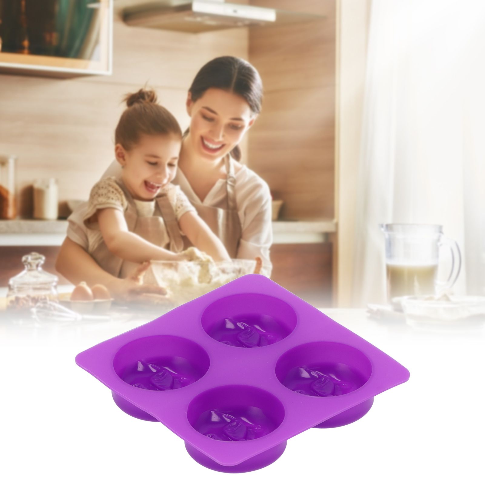 4Grid Round Moon Face Mold Silicone DIY Moon Shape HandMade Soap Mold for Home view 11