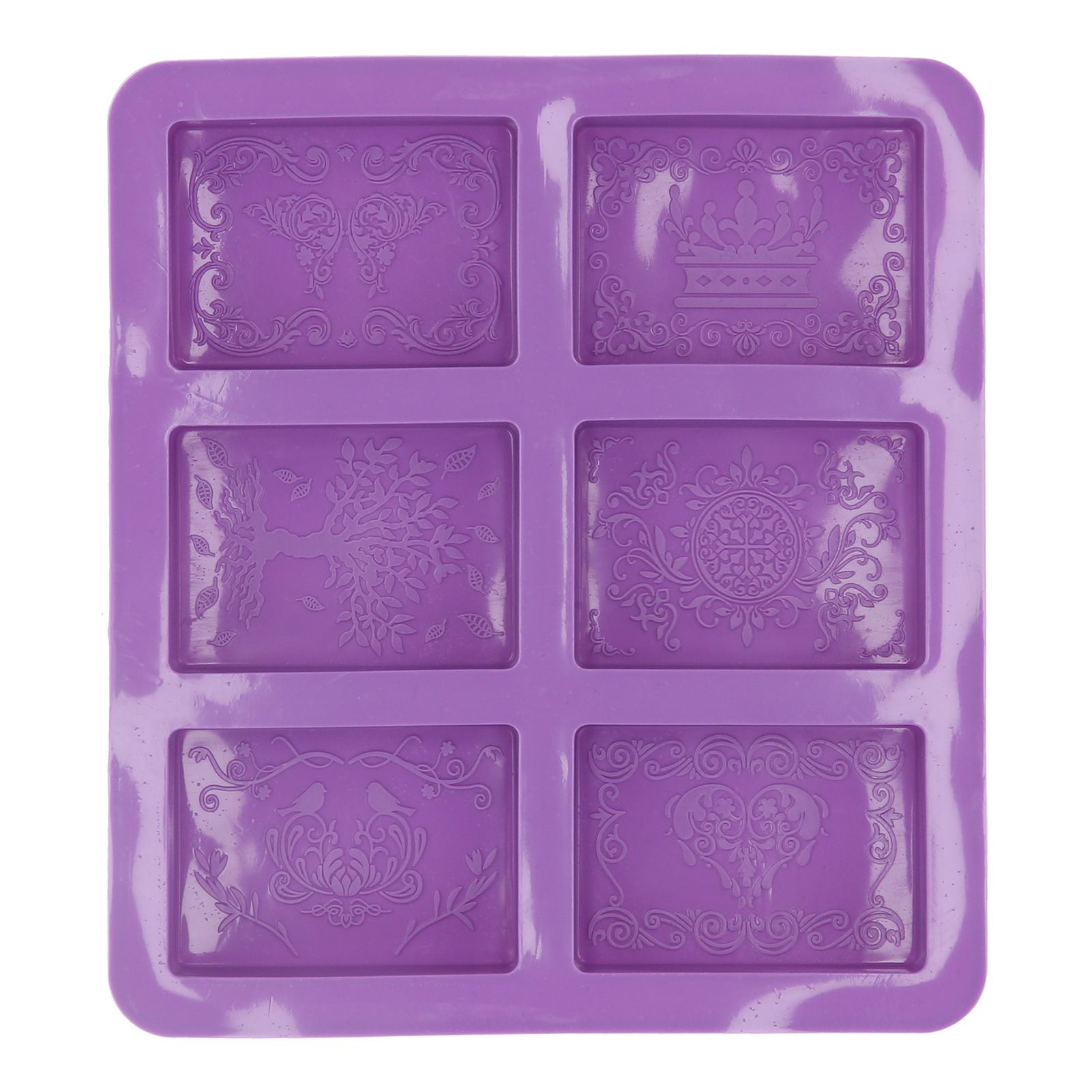 6-Grid Originality Pattern Mold Silicone Hand Made Soap Cake Mold for Home